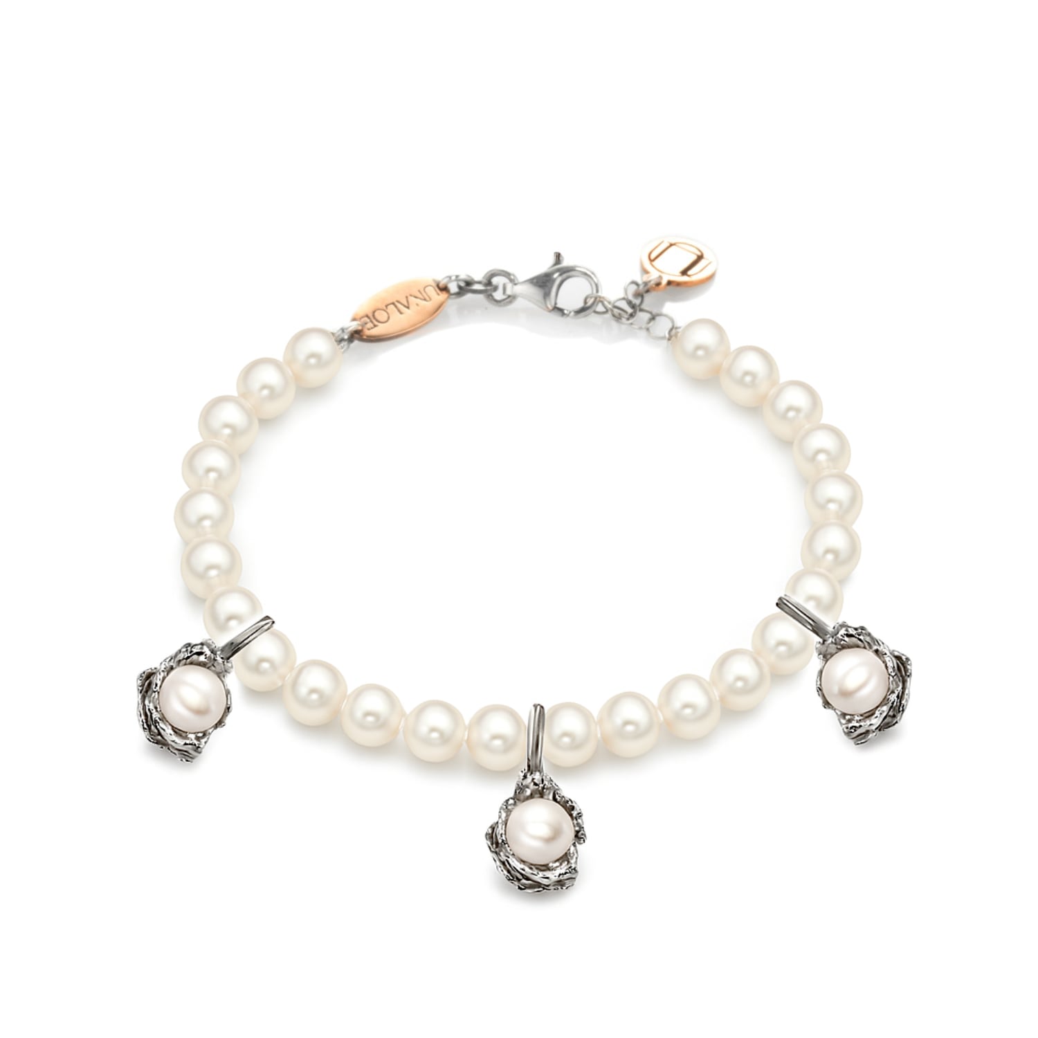 Natural Pearl Bracelet Sterling Silver With Bud Charms – Essence Of Nature