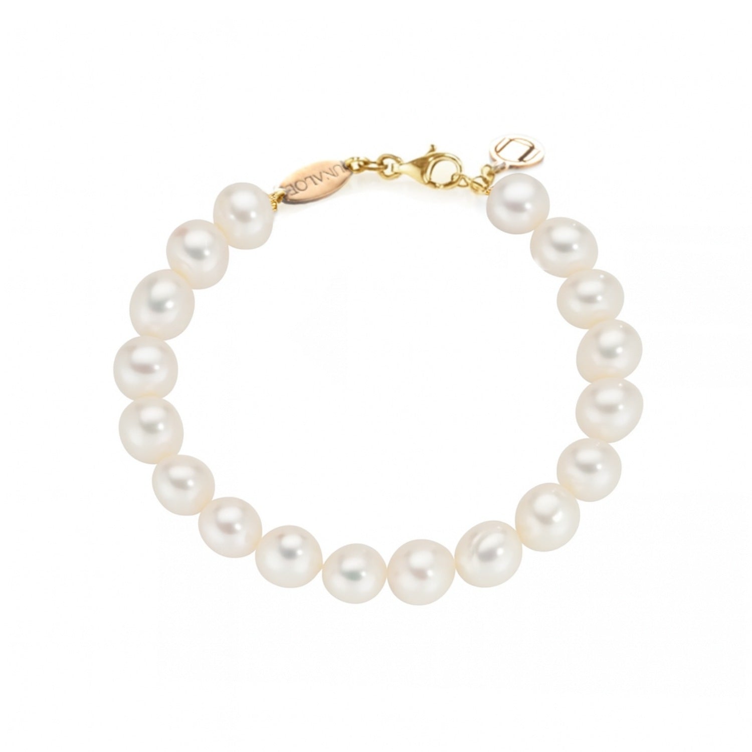 Bracelet White Pearls And Silver-Gold Plated Beads