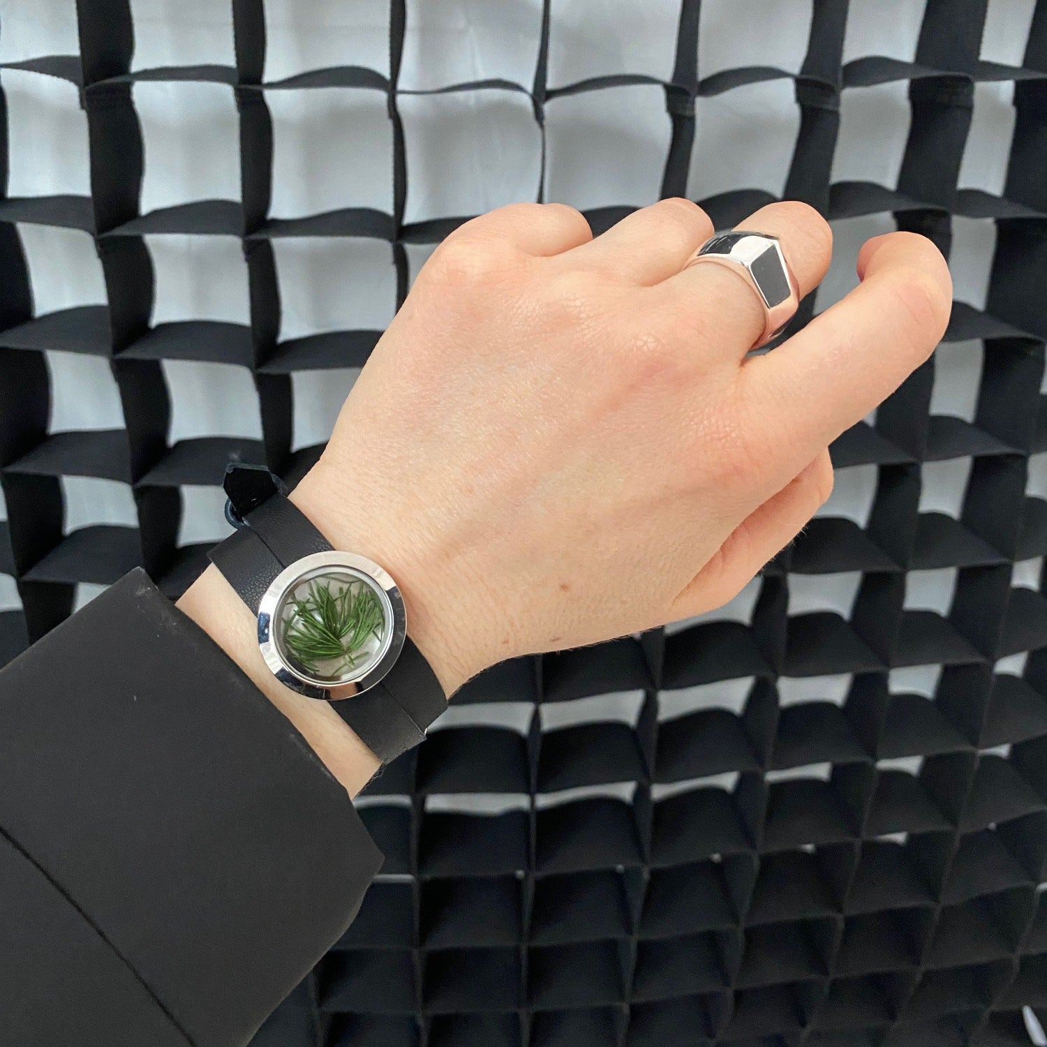 Designer Leather Bracelet With Preserved Pine Needles – Sustainable Jewelry