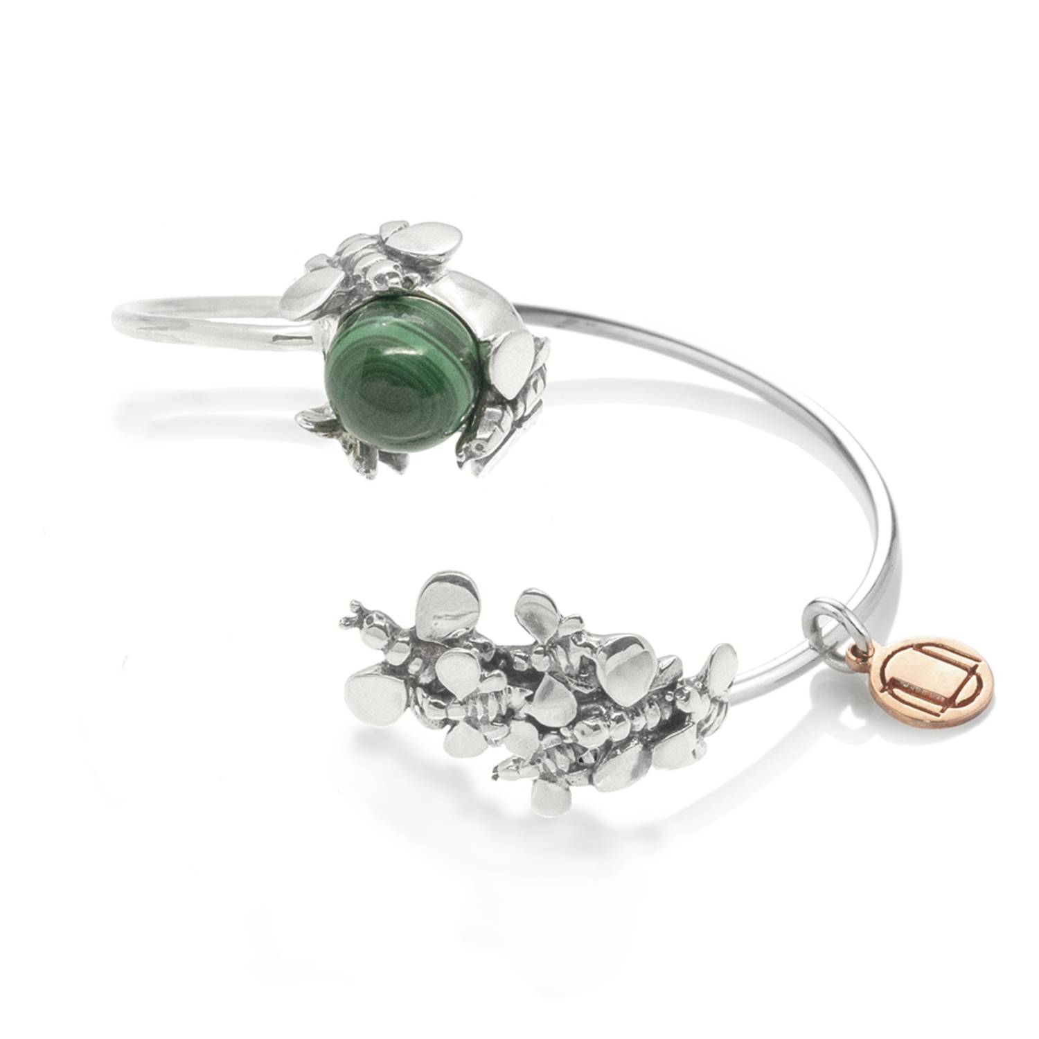 Natural Queen Bracelet In Sterling Silver, With Natural Malachite