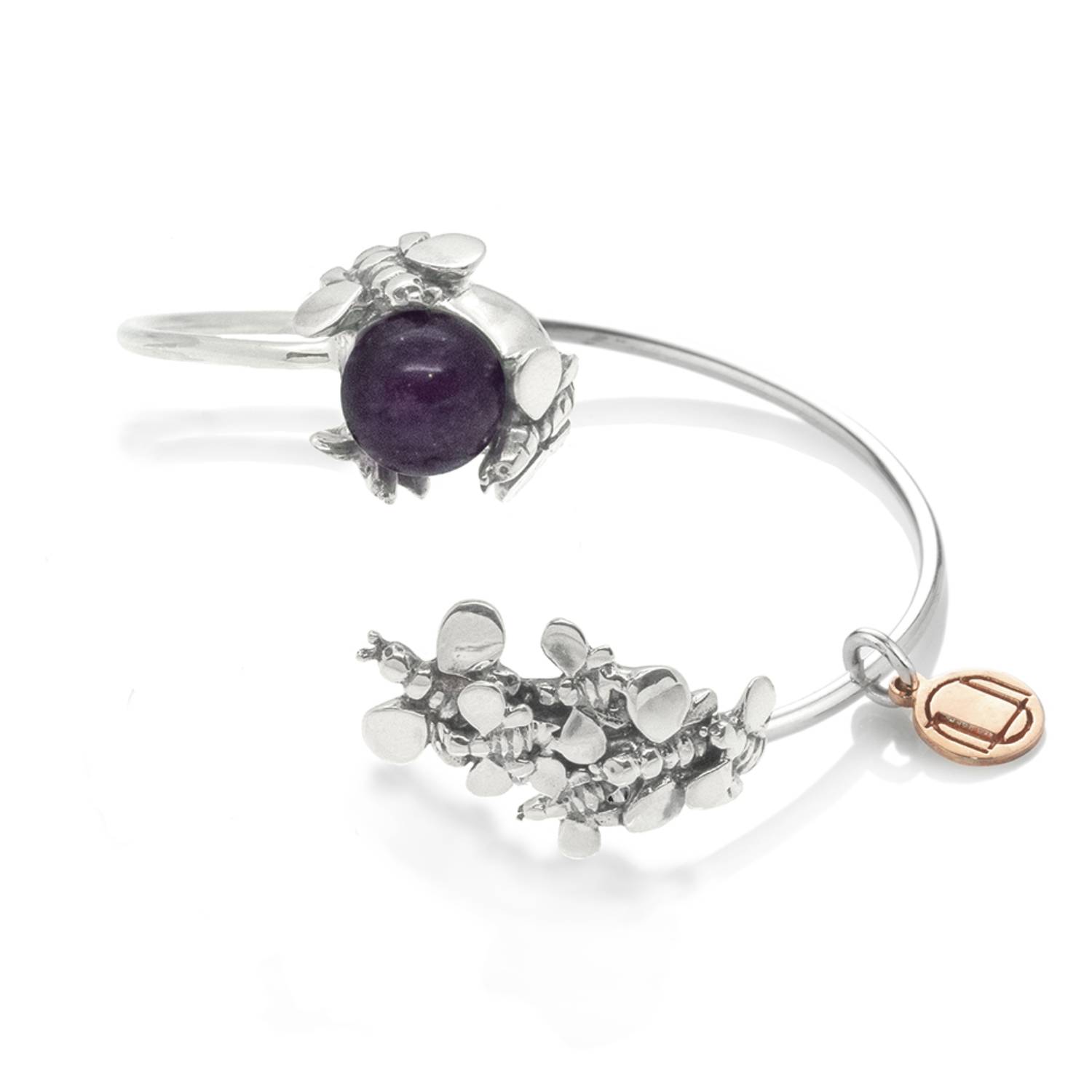 Natural Queen Bracelet In Sterling Silver, With Natural Amethyst