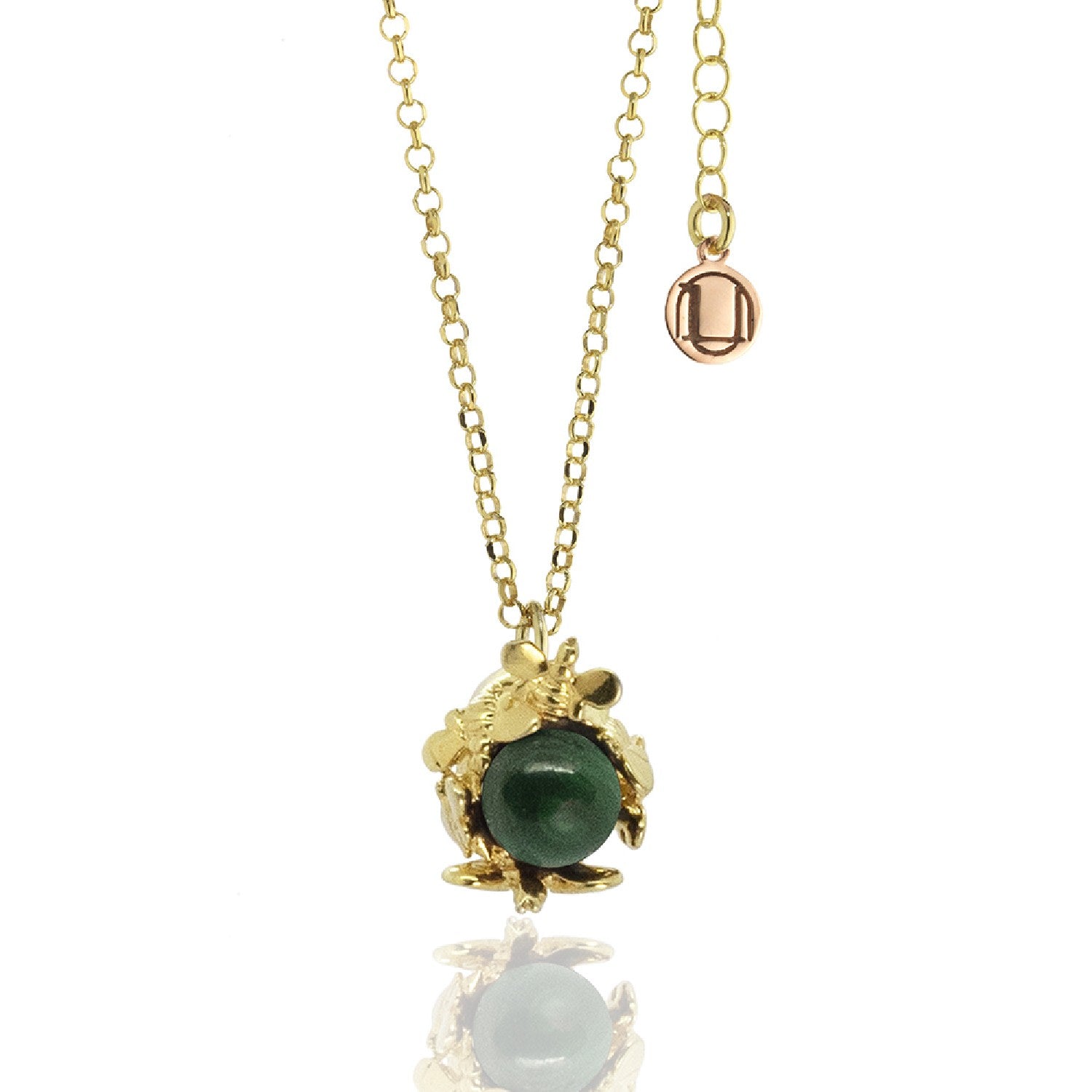 Natural Queen Necklace Gold-Plated With Natural Malachite