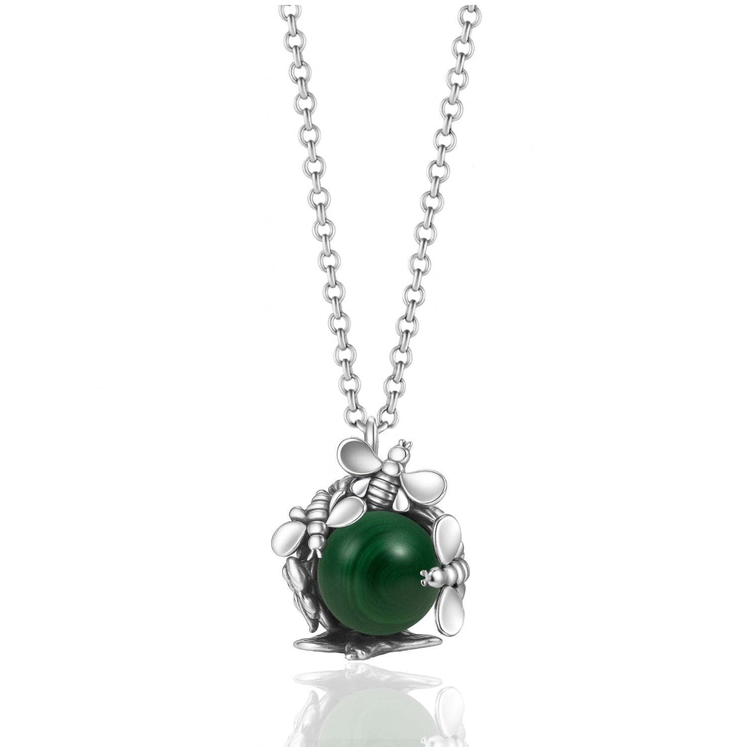 Natural Queen Necklace Silver With Natural Malachite – Jewelry For Women
