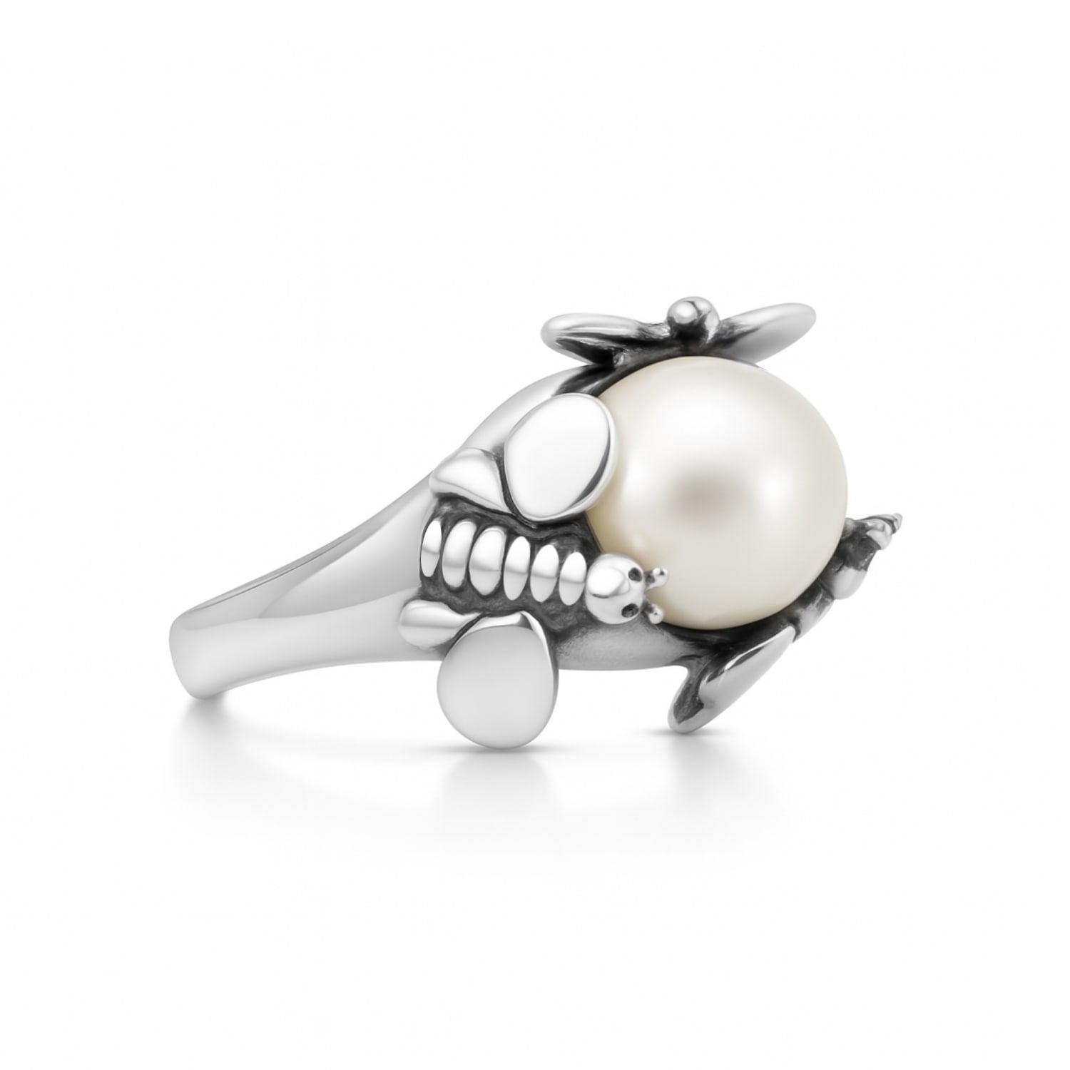 Natural Queen Ring In Sterling Silver, Sith Natural Pearl