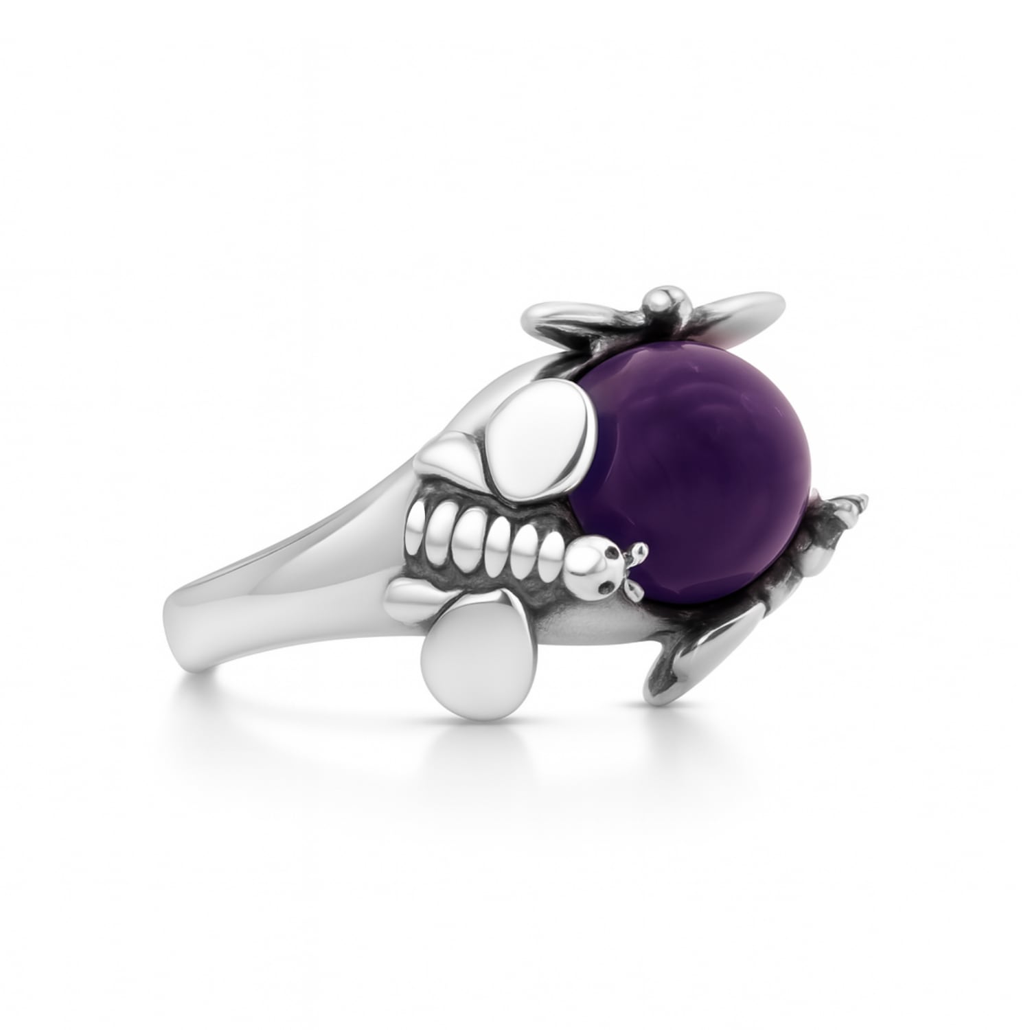 Natural Queen Ring Sterling Silver, With Natural Amethyst