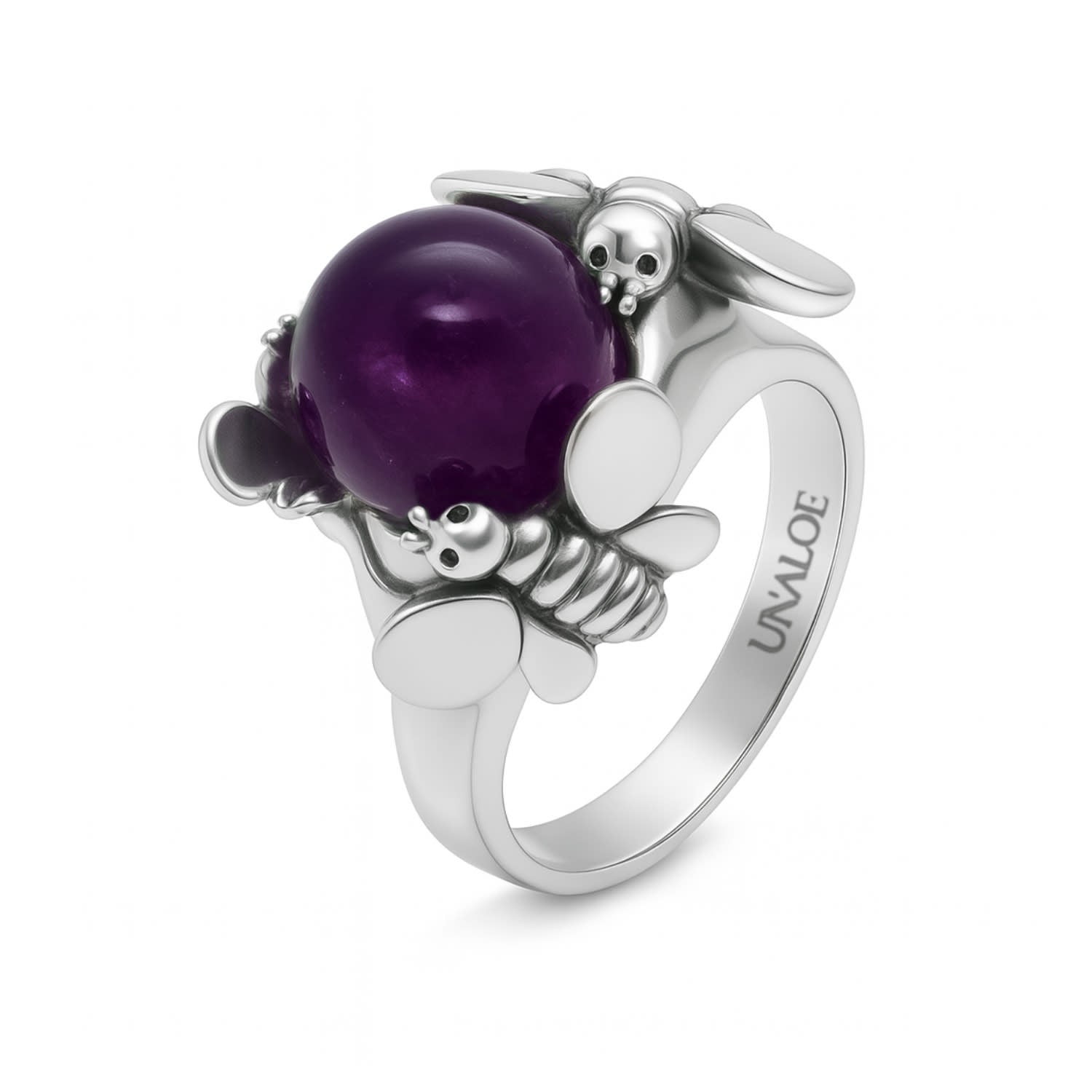 Natural Queen Ring Sterling Silver, With Natural Amethyst