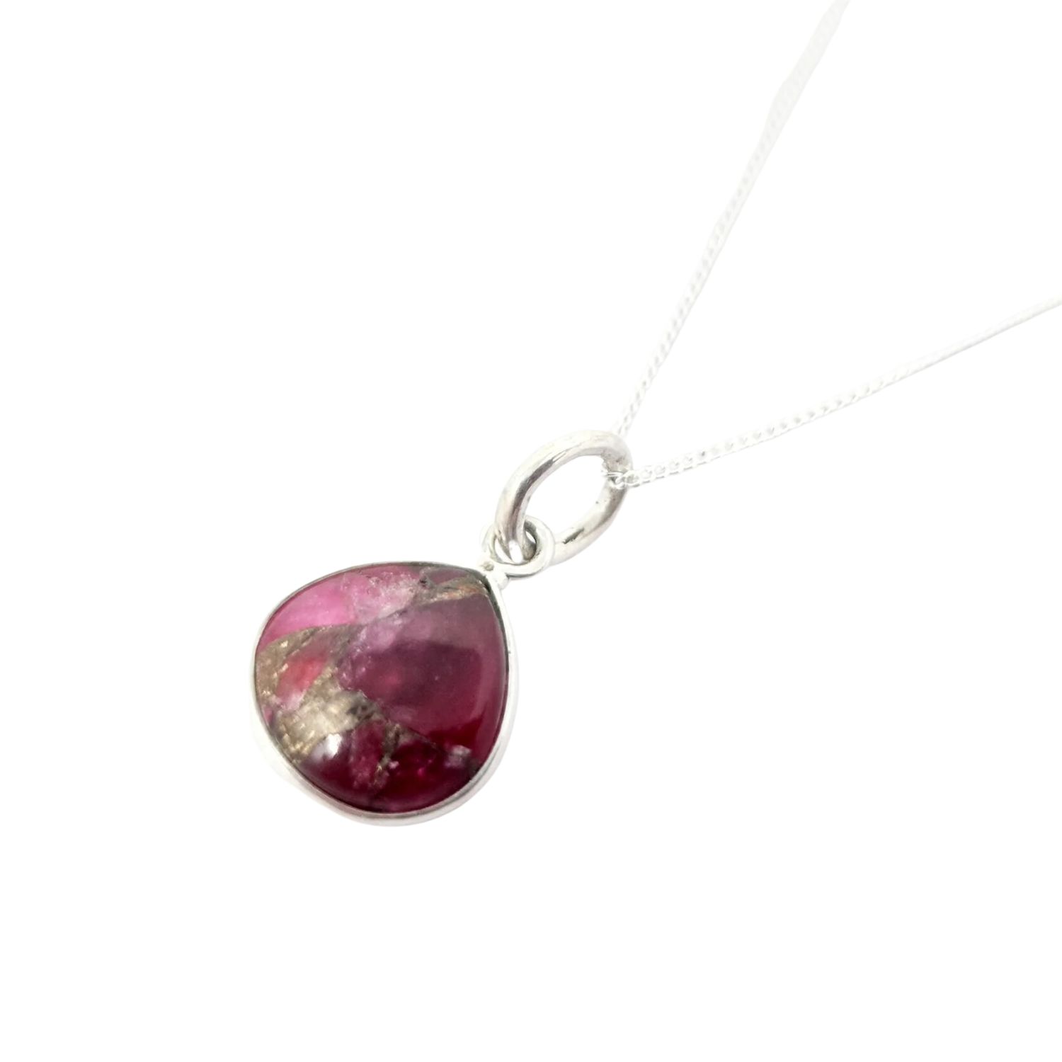 Natural Red Garnet January Birthstone Sterling Silver Necklace
