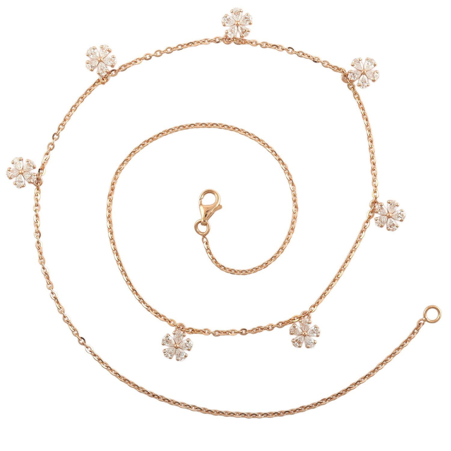 Natural Rose Cut Diamond Choker Necklace In 18K Yellow Gold