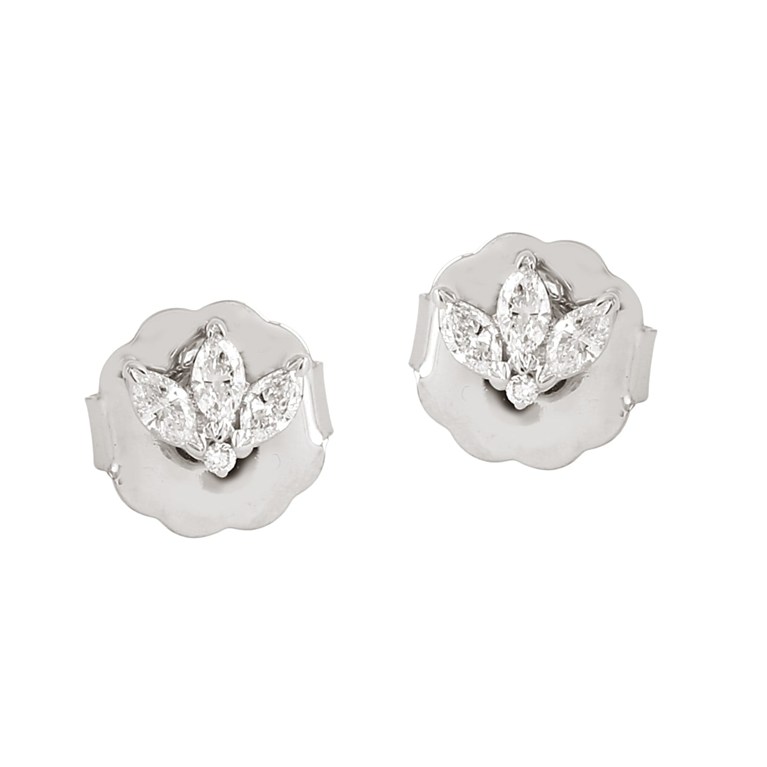 Natural Rose Cut Diamond Stud Earrings In White Gold