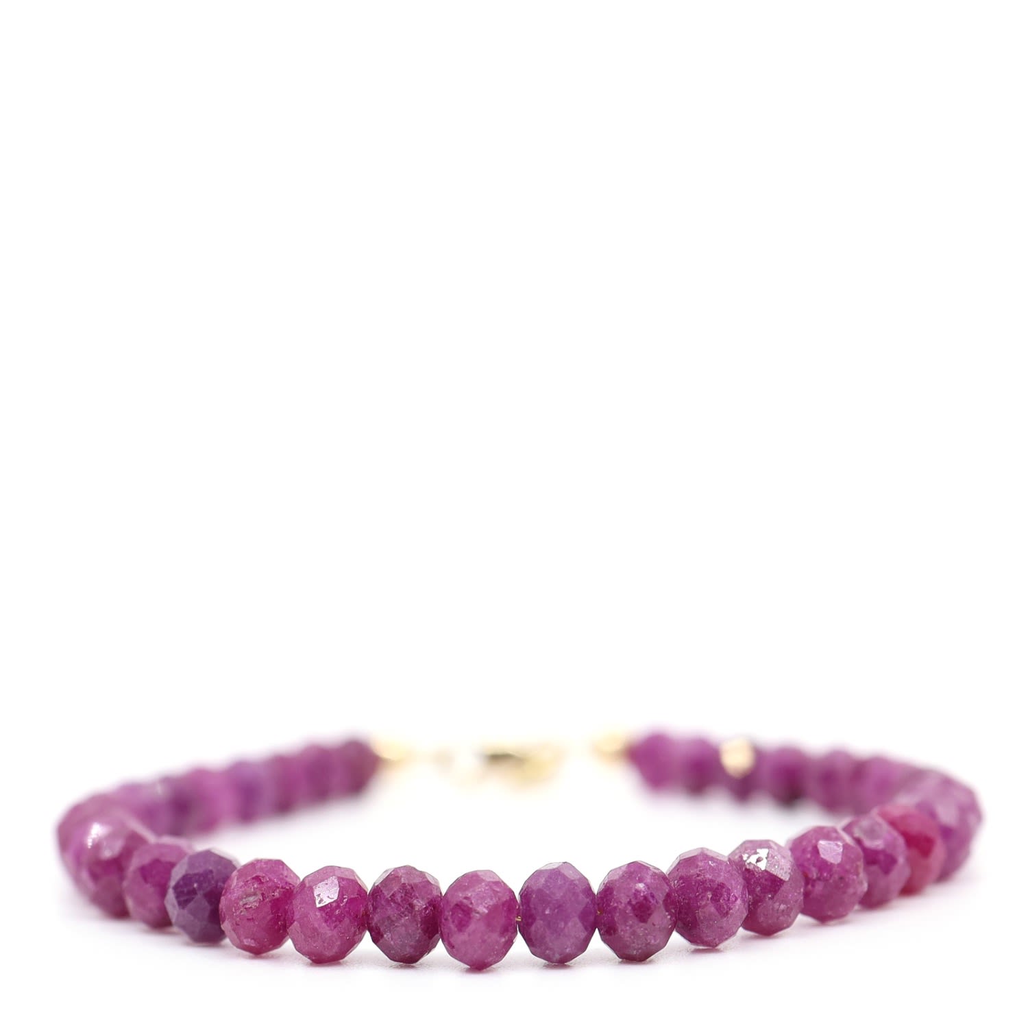 Natural Ruby & Pink Cubic Zirconia Beaded Bracelet