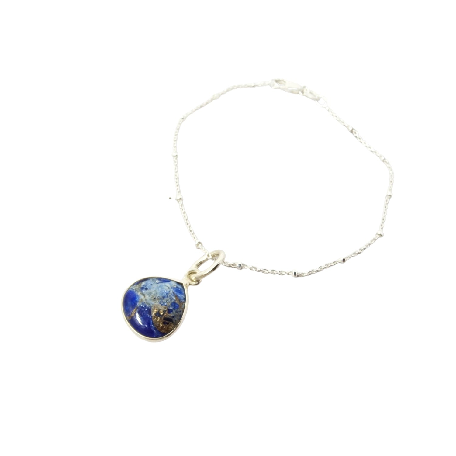 Natural Blue Sapphire September Birthstone Sterling Silver Gemstone Bracelet
