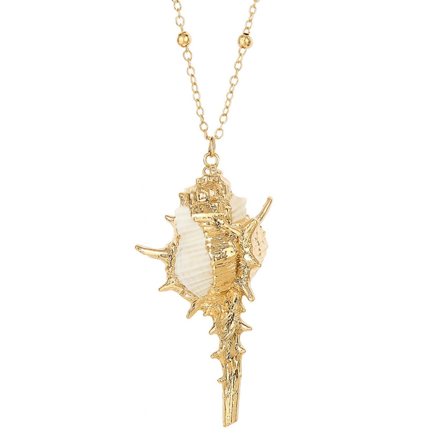 Natural Shell Boho Necklace With Gold-Plated Chain