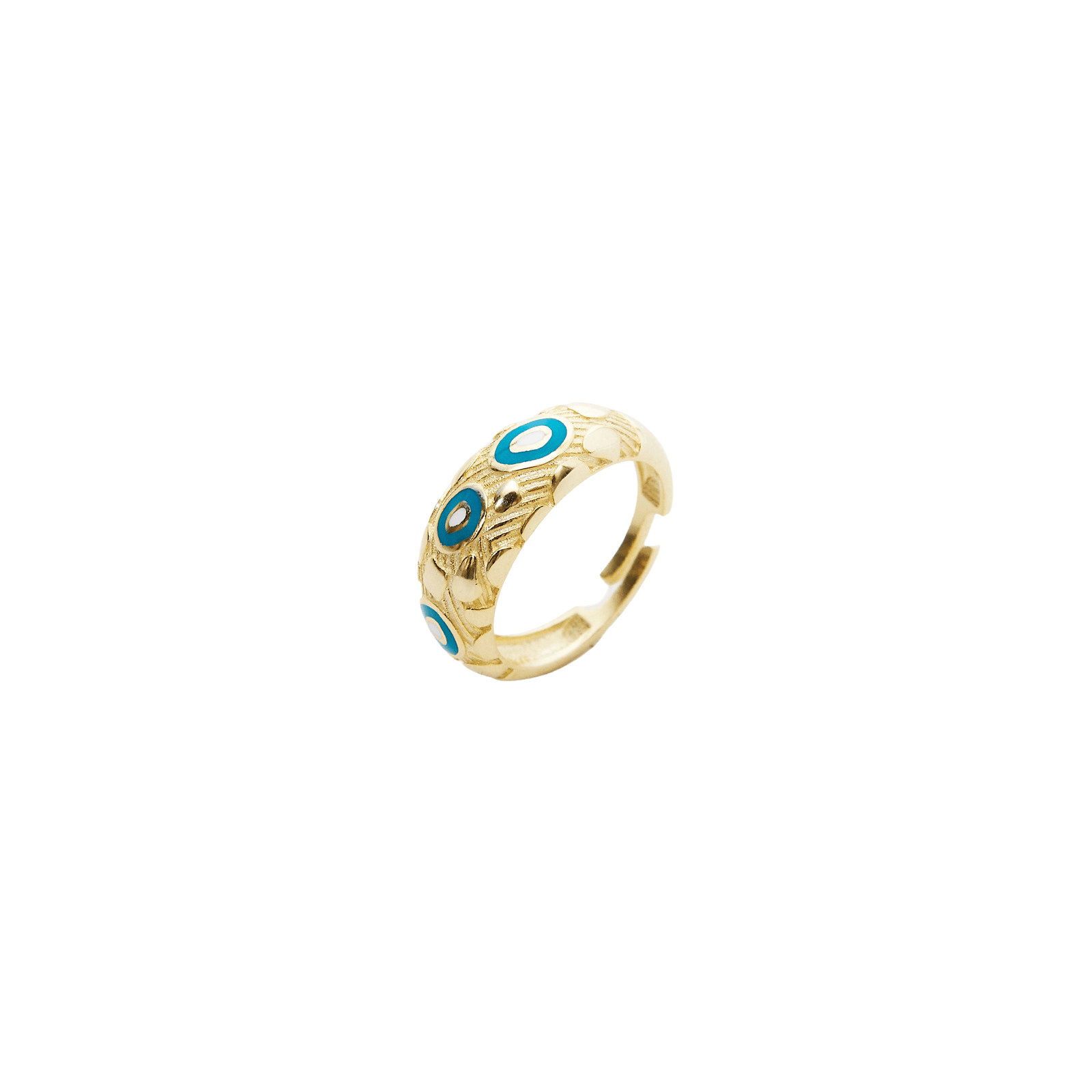 Natural Textured Sterling Silver Evil Eye Ring - Gold