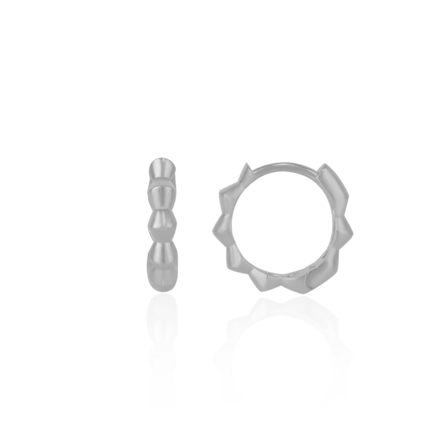 Textured Sterling Silver Hoop Earring - Silver