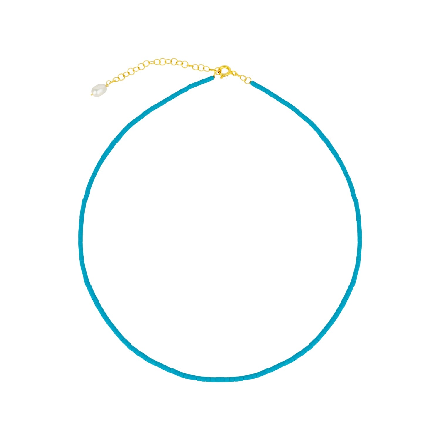 Natural Turquoise Sterling Silver Necklace With Pearl