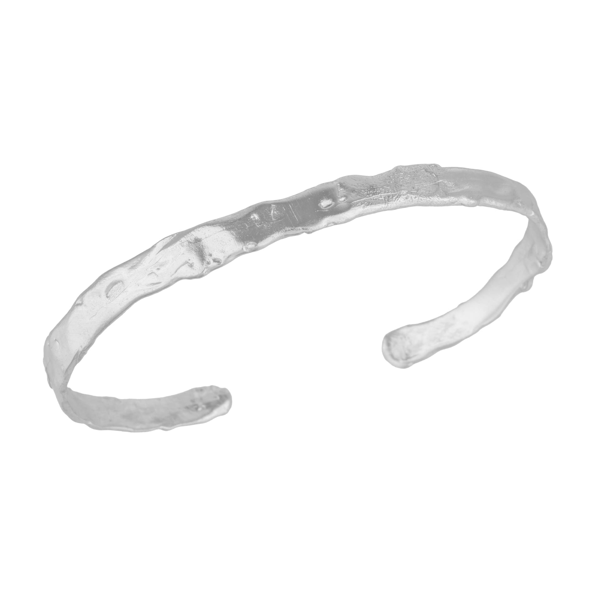 Naturally Textured Thin Cuff Bangle In Silver