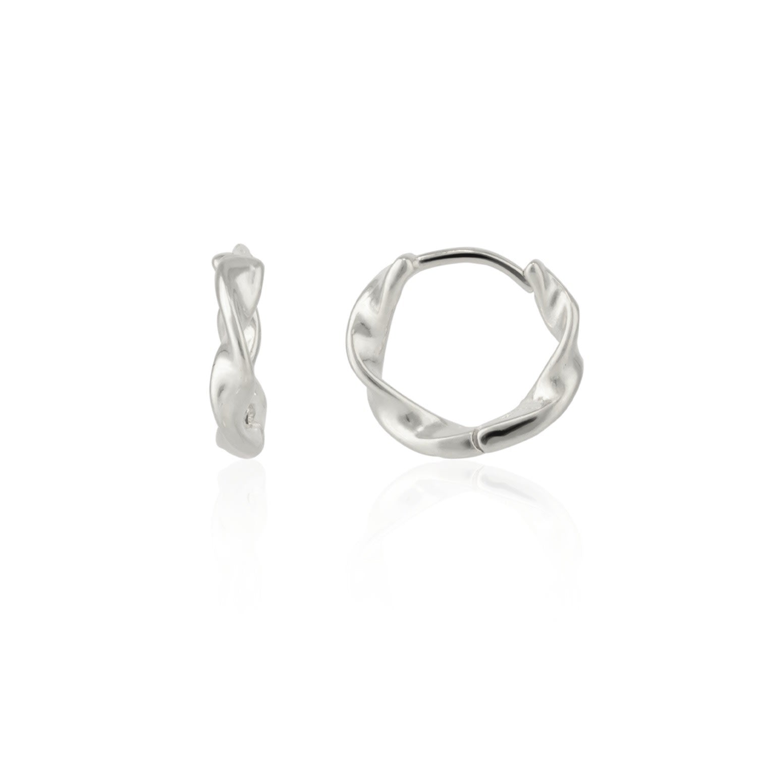Naturally Twisted Molten Sterling Silver Hoop Earrings - Silver