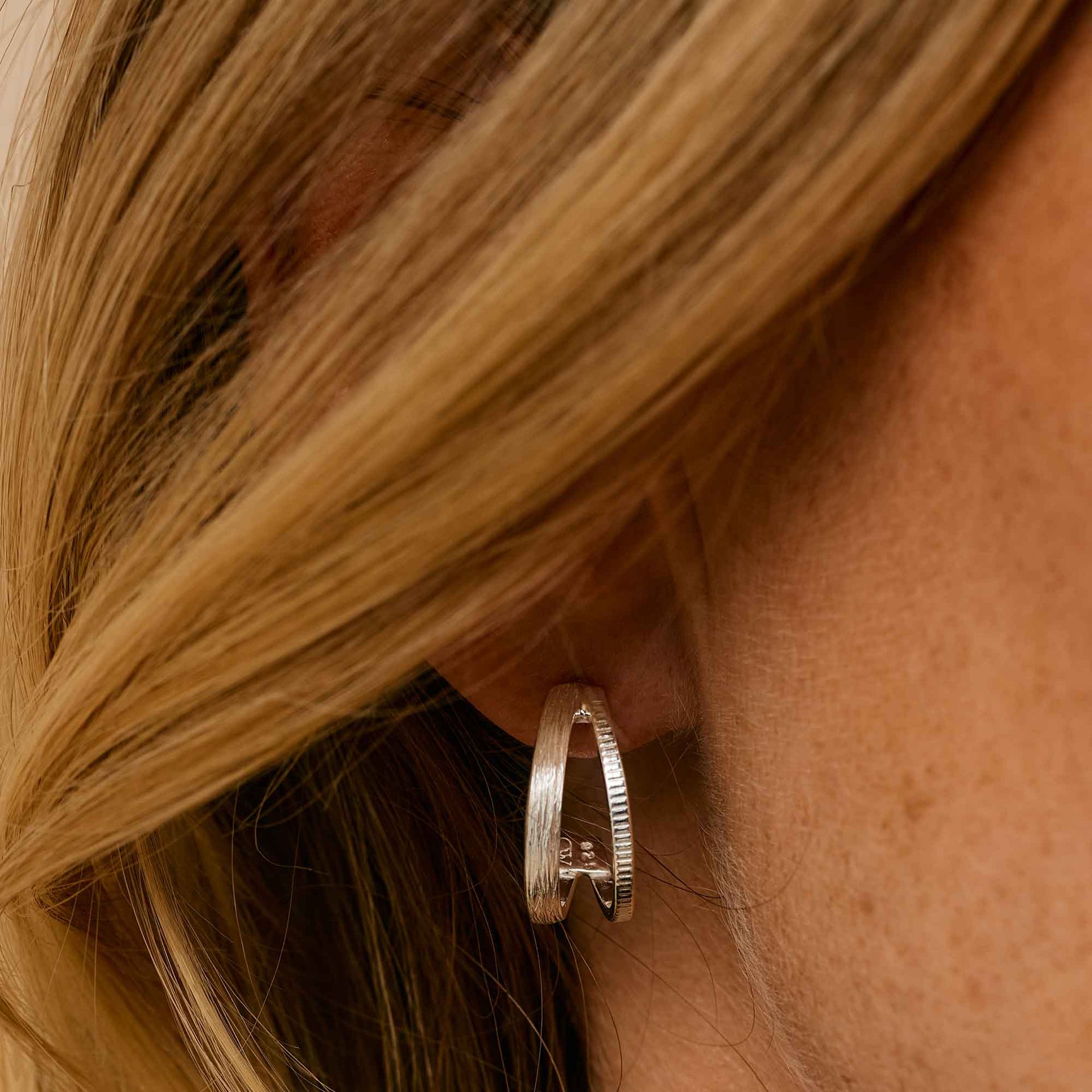 Nature Gratitude Silver Hoop Earrings