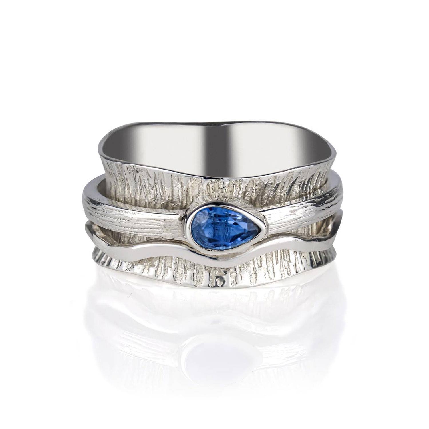 Nature Ocean Silver Spinning Ring - Kyanite