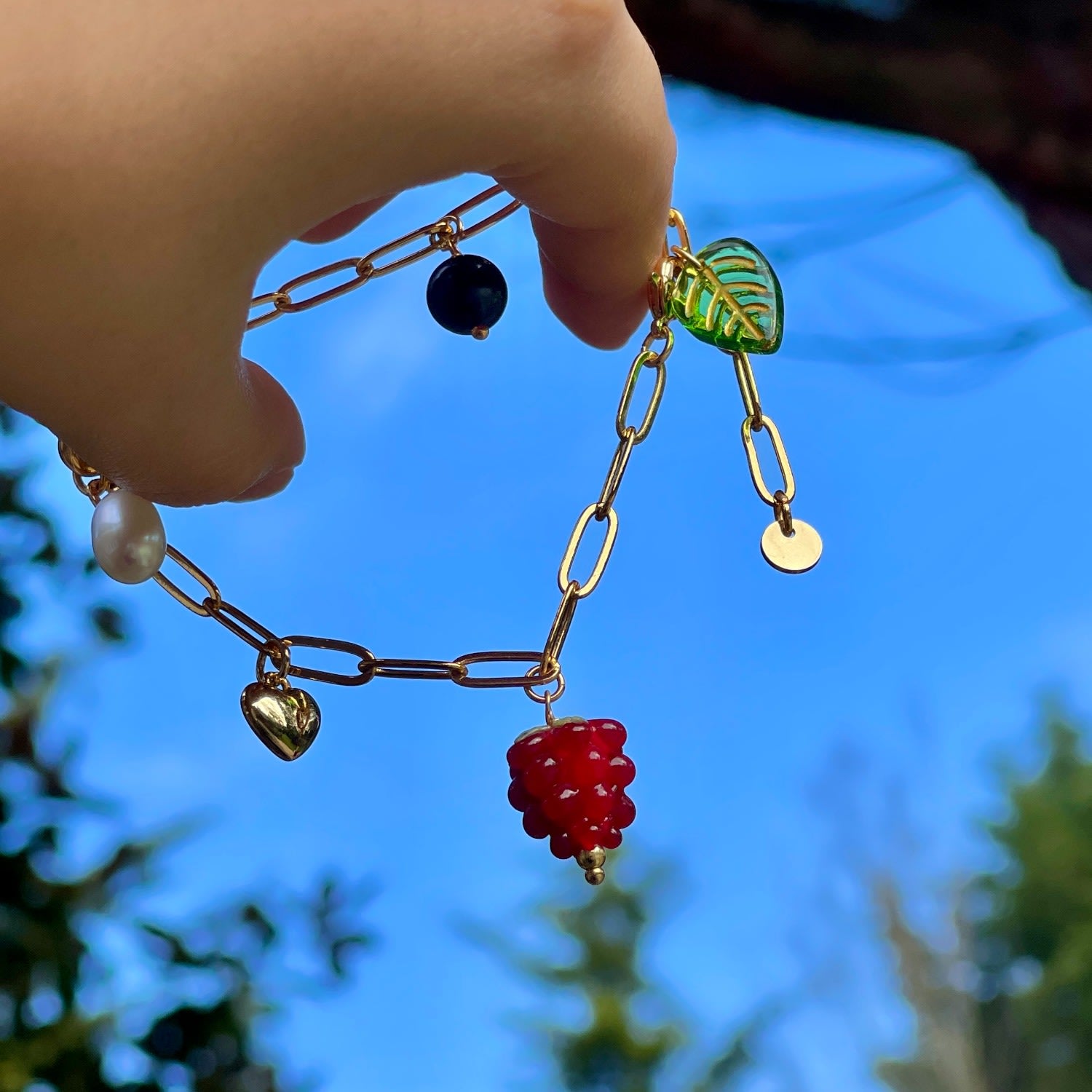 Nature's Love Charm Bracelet - Raspberry