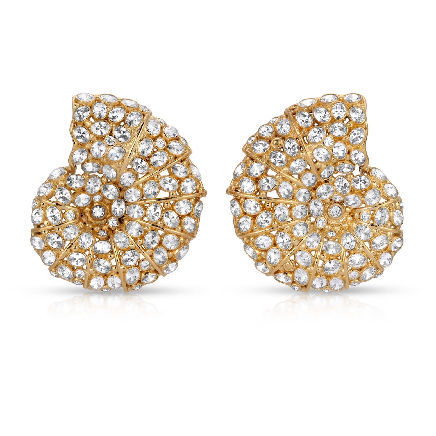 Nautilus Earrings - Large Gold Shell Earrings - Statement Earrings