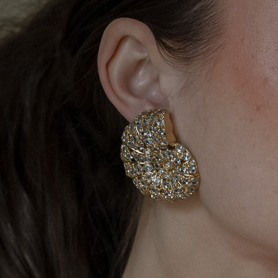 Nautilus Earrings - Large Gold Shell Earrings - Statement Earrings