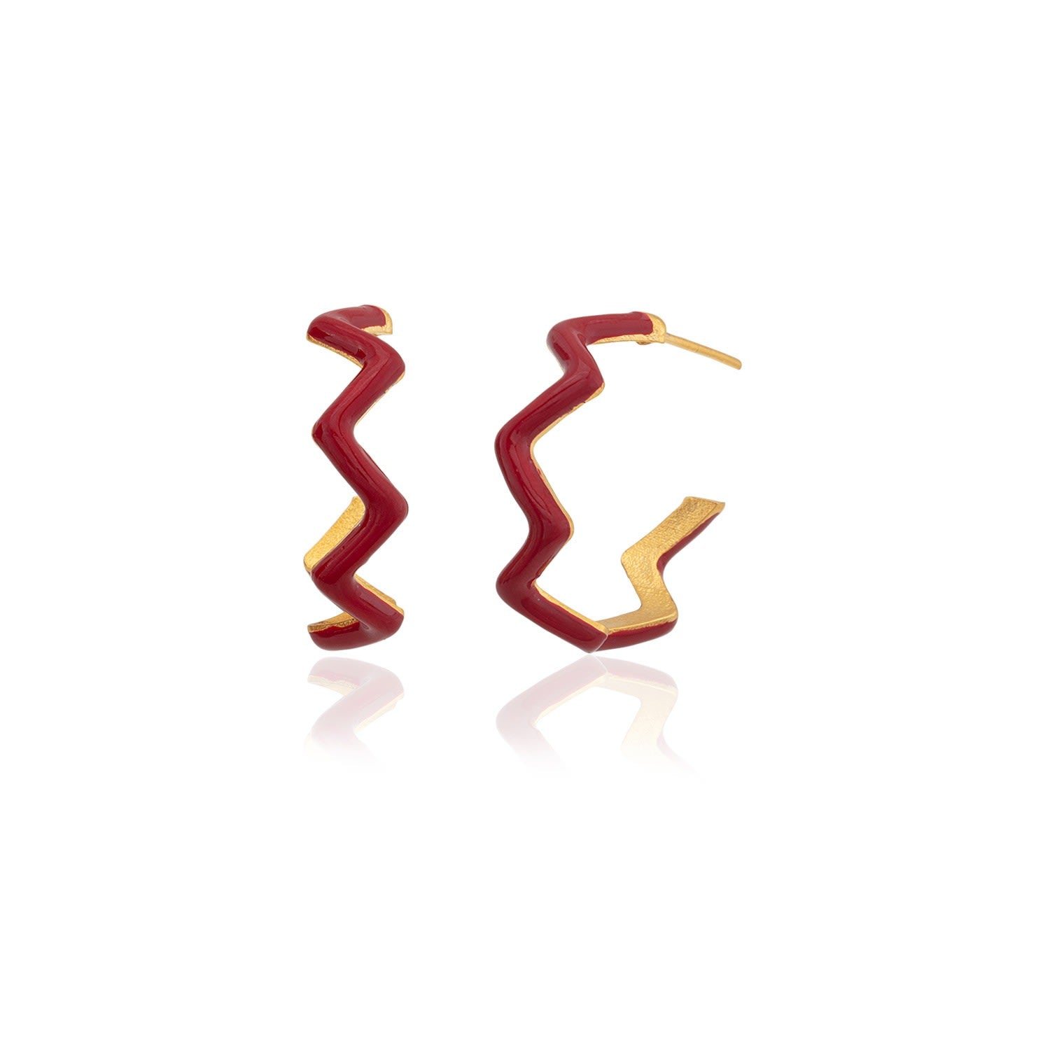 Red Zig Zag Hoop Earrings