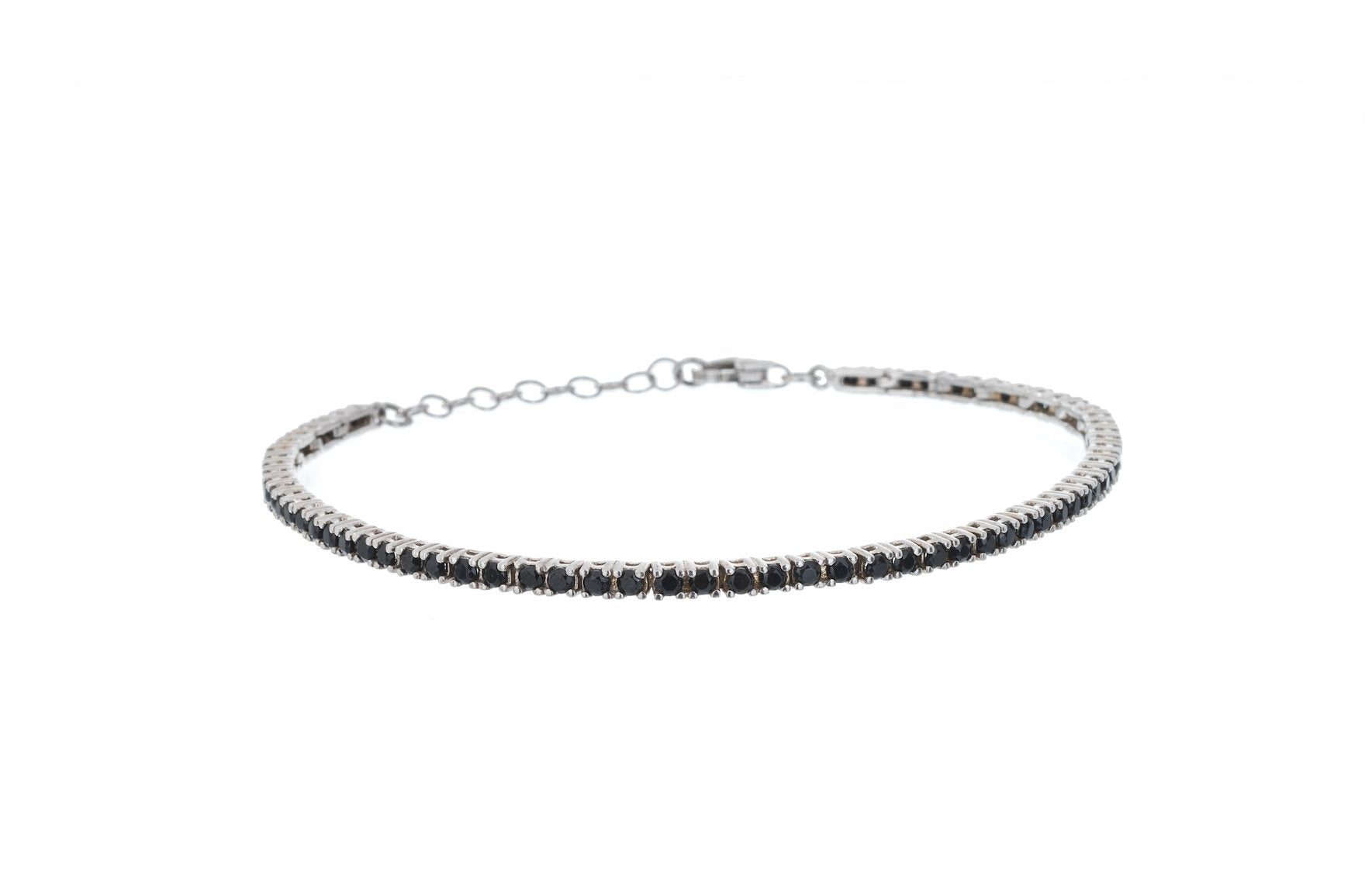 Black Baguette Stone Tennis Bracelet - Silver