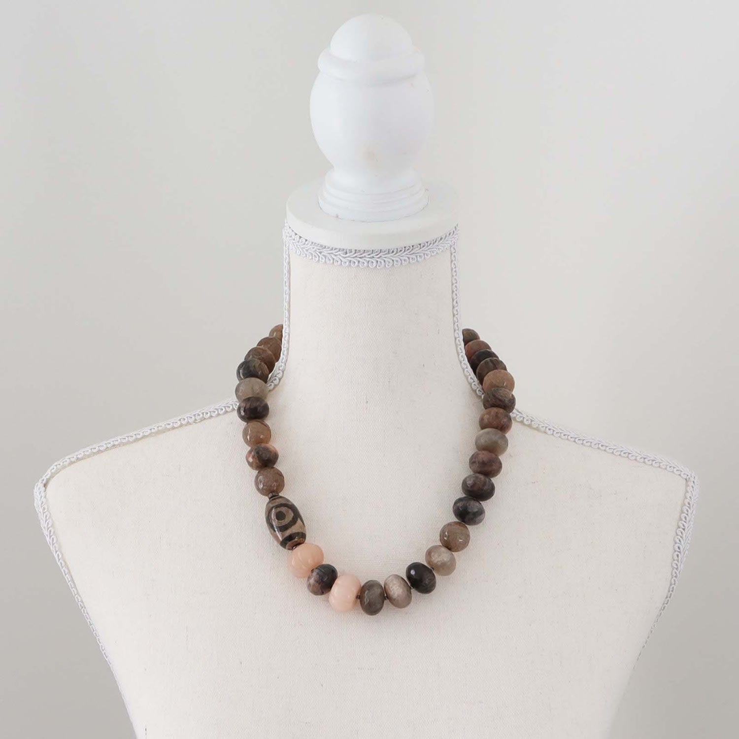 Chocolate Moonstone Beaded Necklace