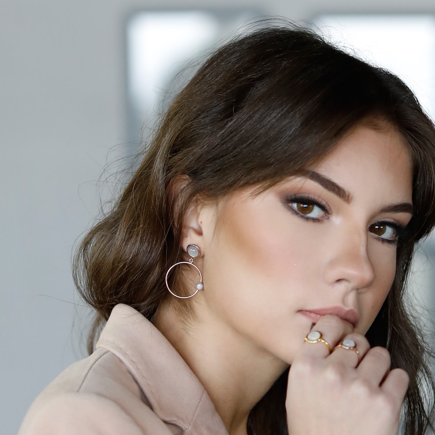 Satellite Rose Gold Vermeil Moonstone Hoops