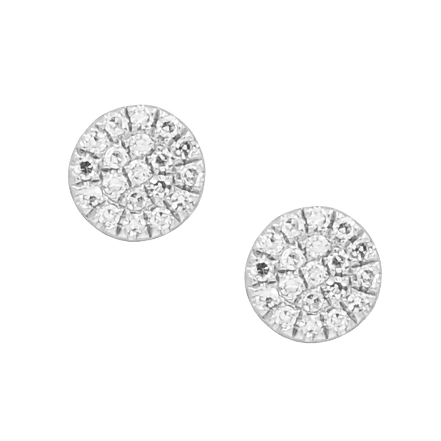 Diamond Disk Studs - White Gold