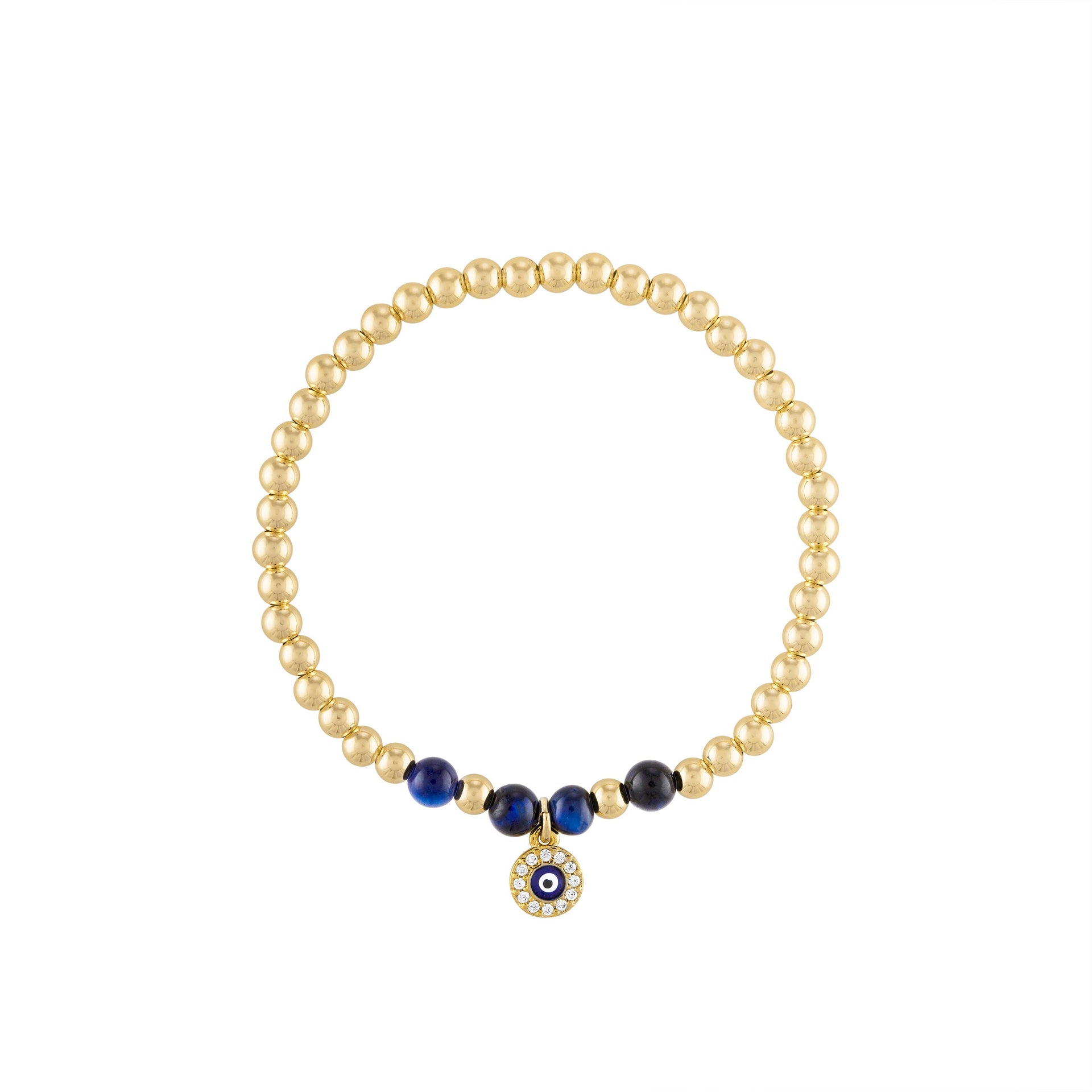 Beaded Evil Eye Gold Bracelet