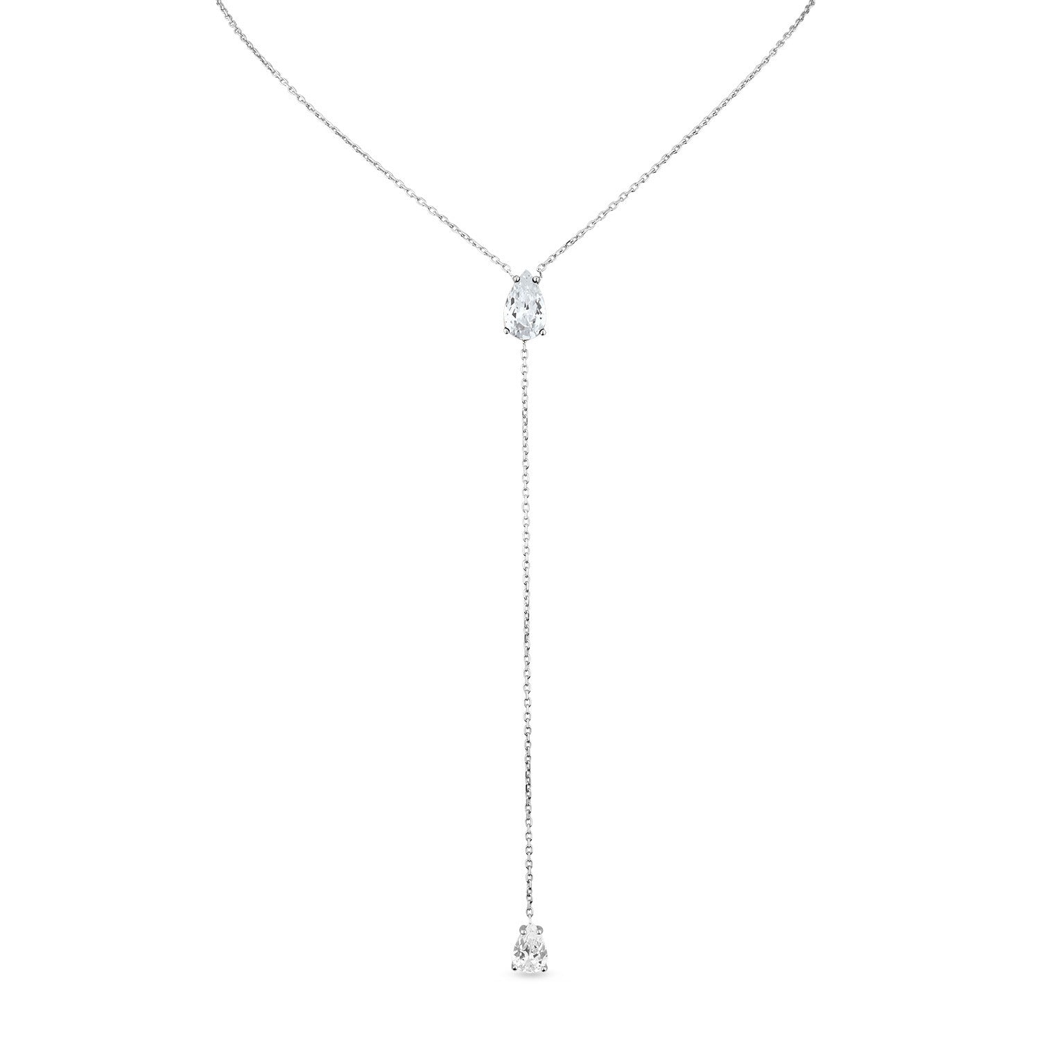 Pure Lariat With Man Made Cz Diamond Stimulant In Sterling Silver