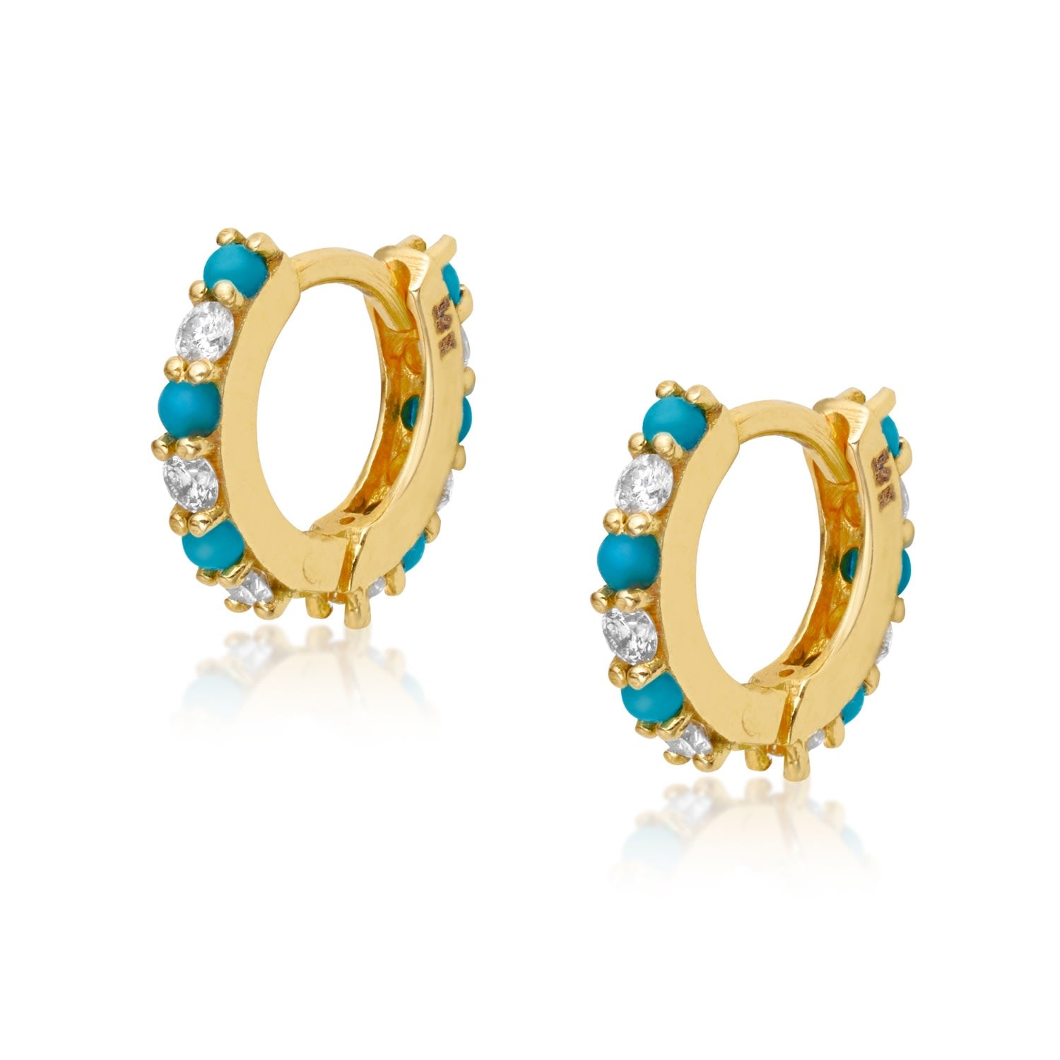 Turquoise & Diamond Huggies