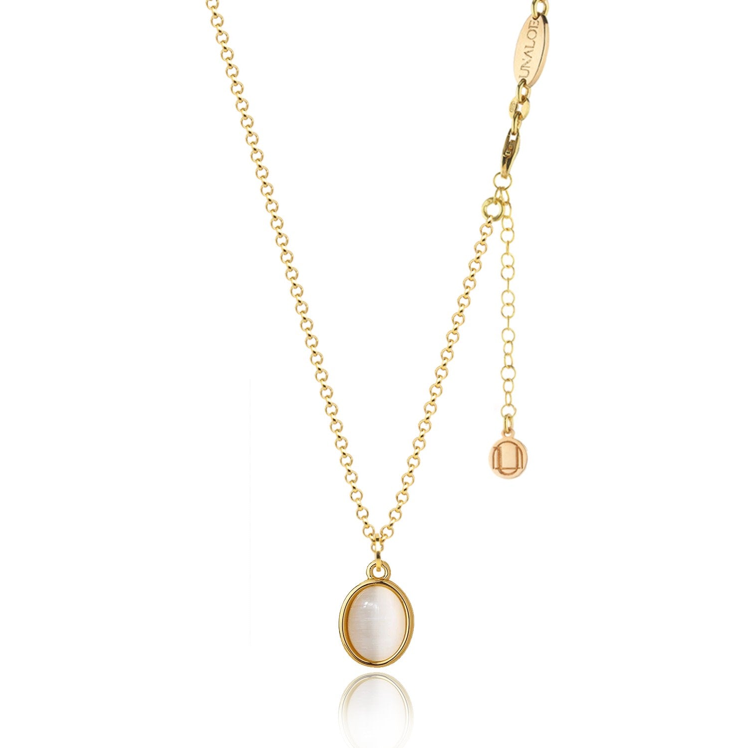 Necklace Gold Vermeil Serling Silver With Mother Of Pearl Pendant