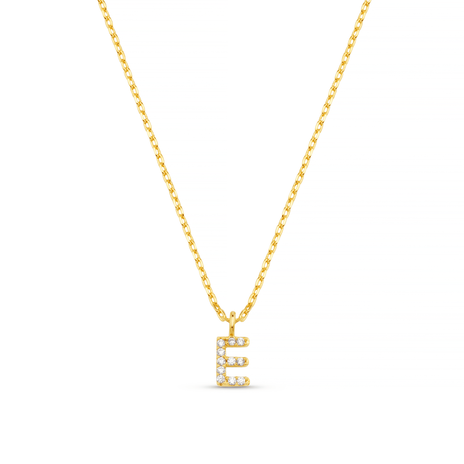 E Pave Initial Charm Necklace