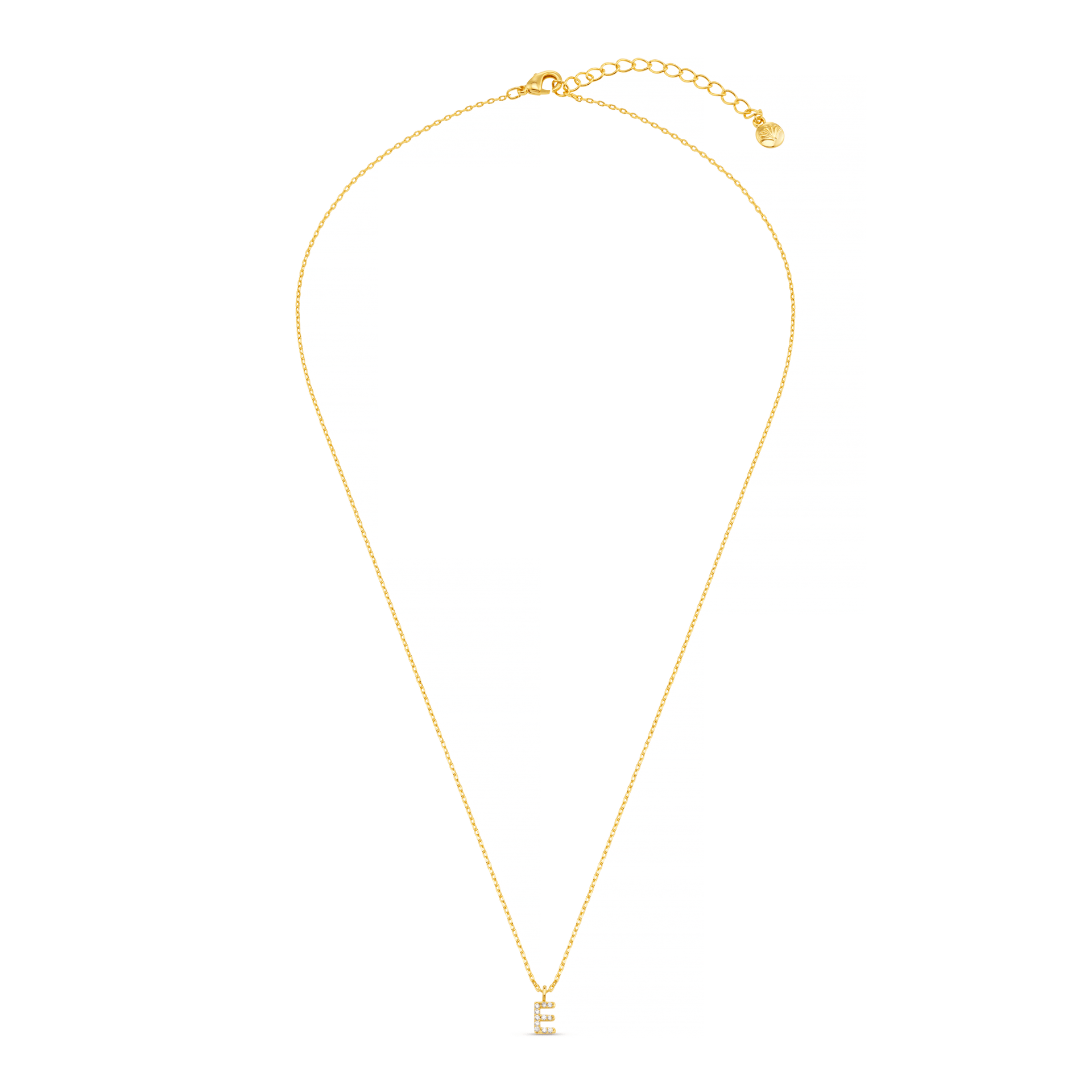 E Pave Initial Charm Necklace