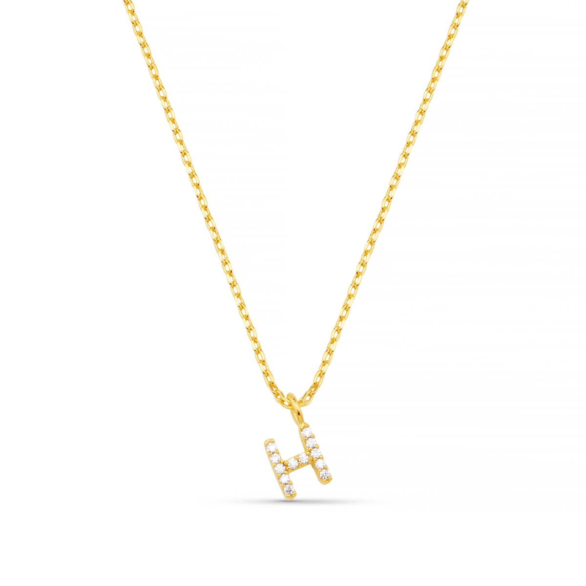 H Pave Initial Charm Necklace