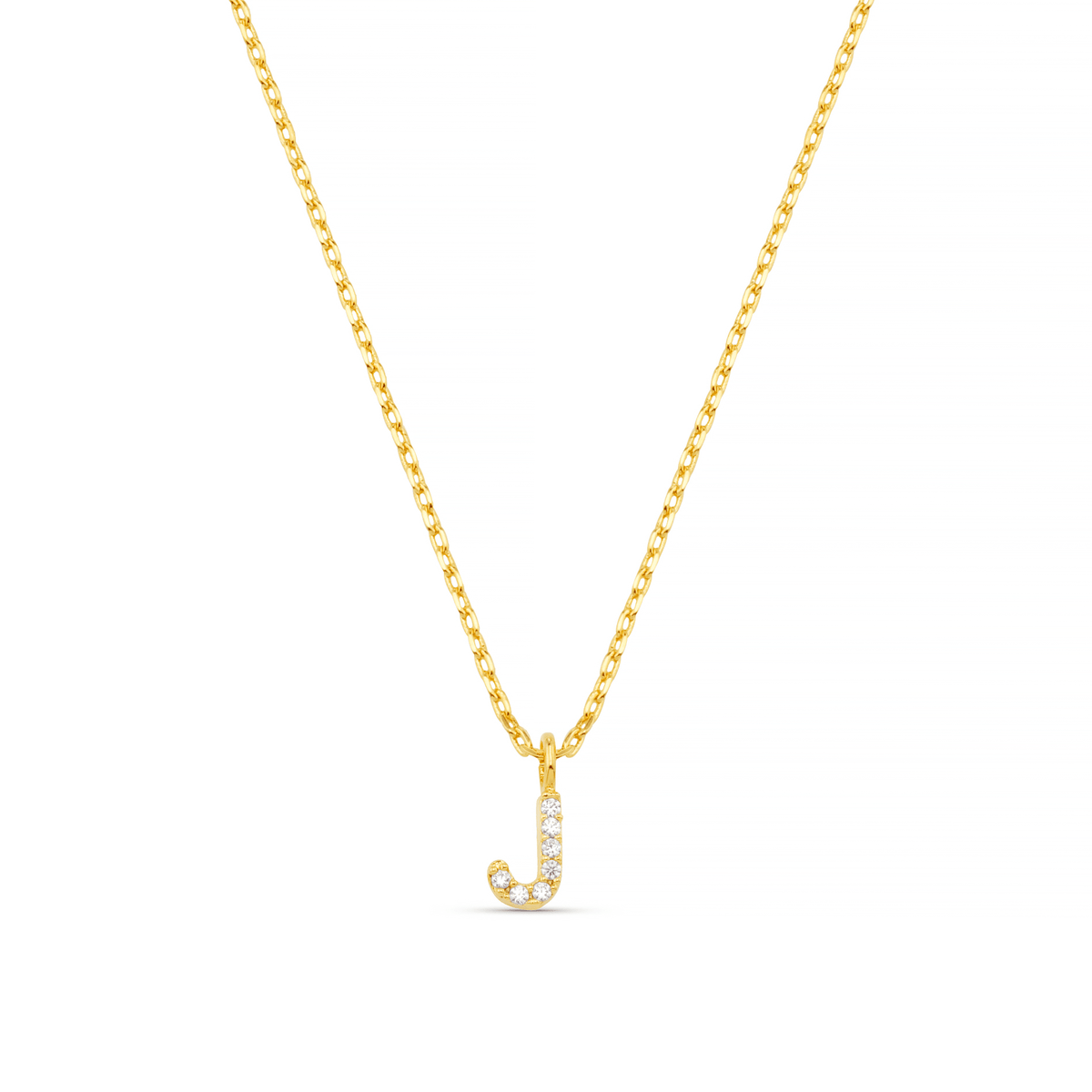 J Pave Initial Charm Necklace