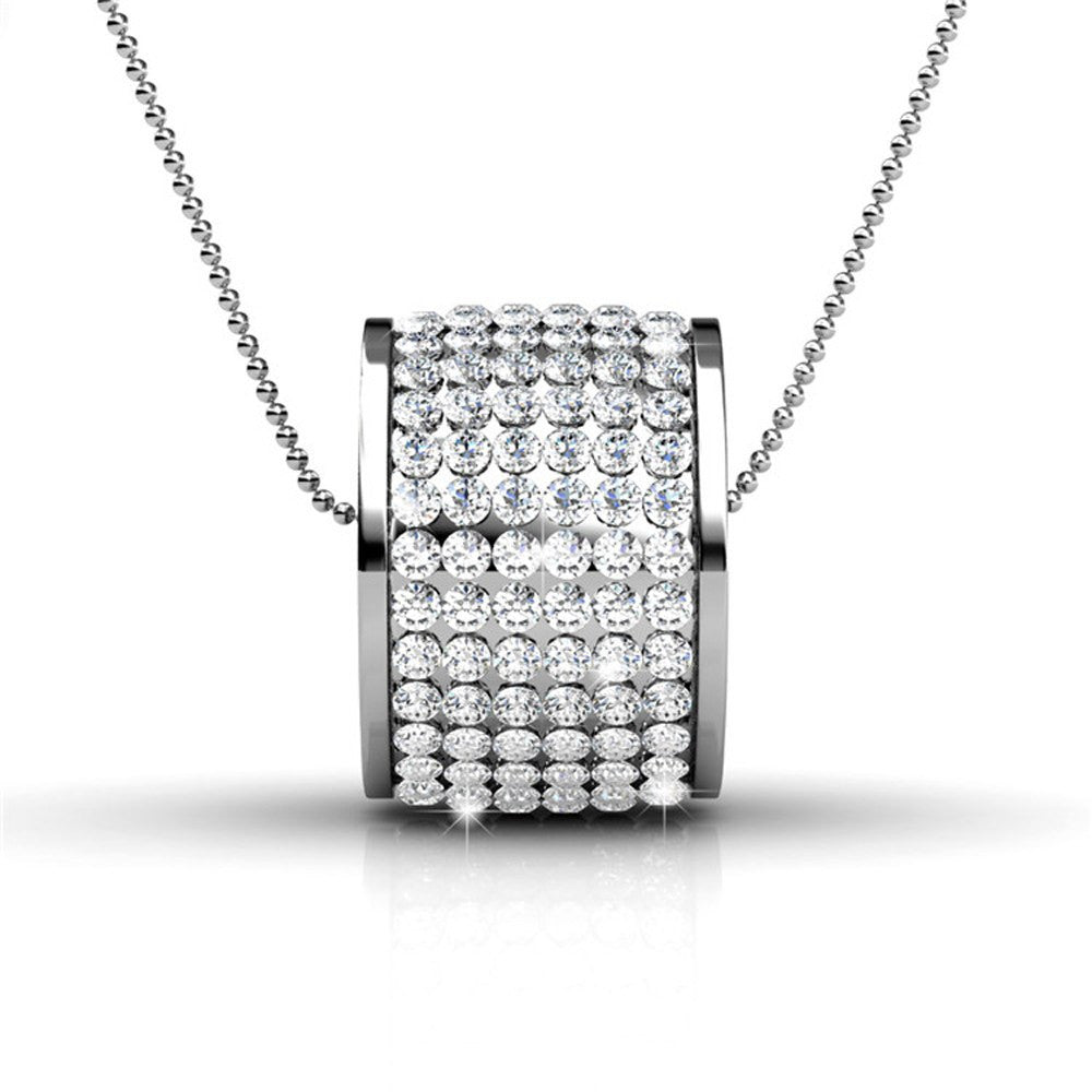 Anabelle 18k White Gold Plated Pendant Necklace with Swarovski Crystals