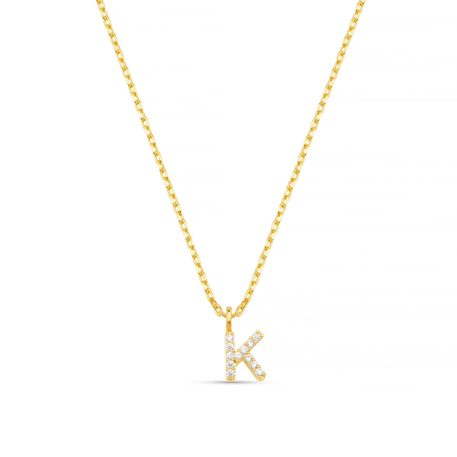 K Pave Initial Charm Necklace