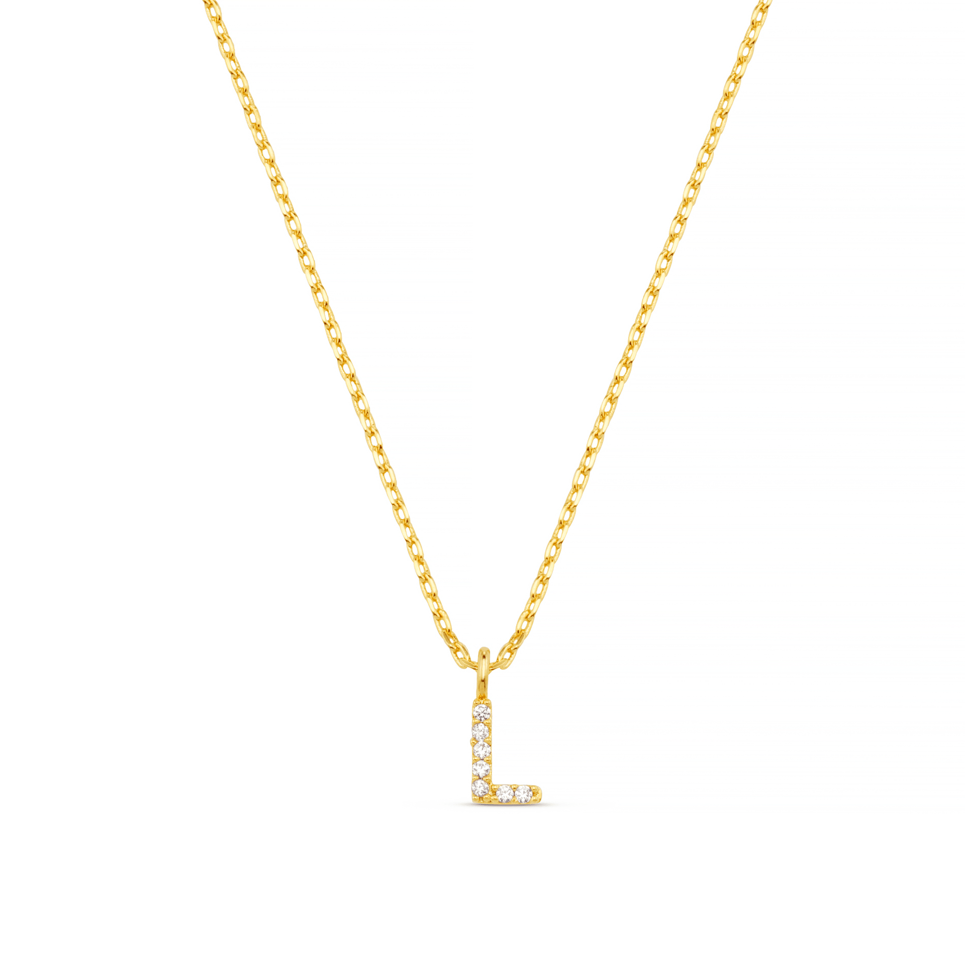 L Pave Initial Charm Necklace