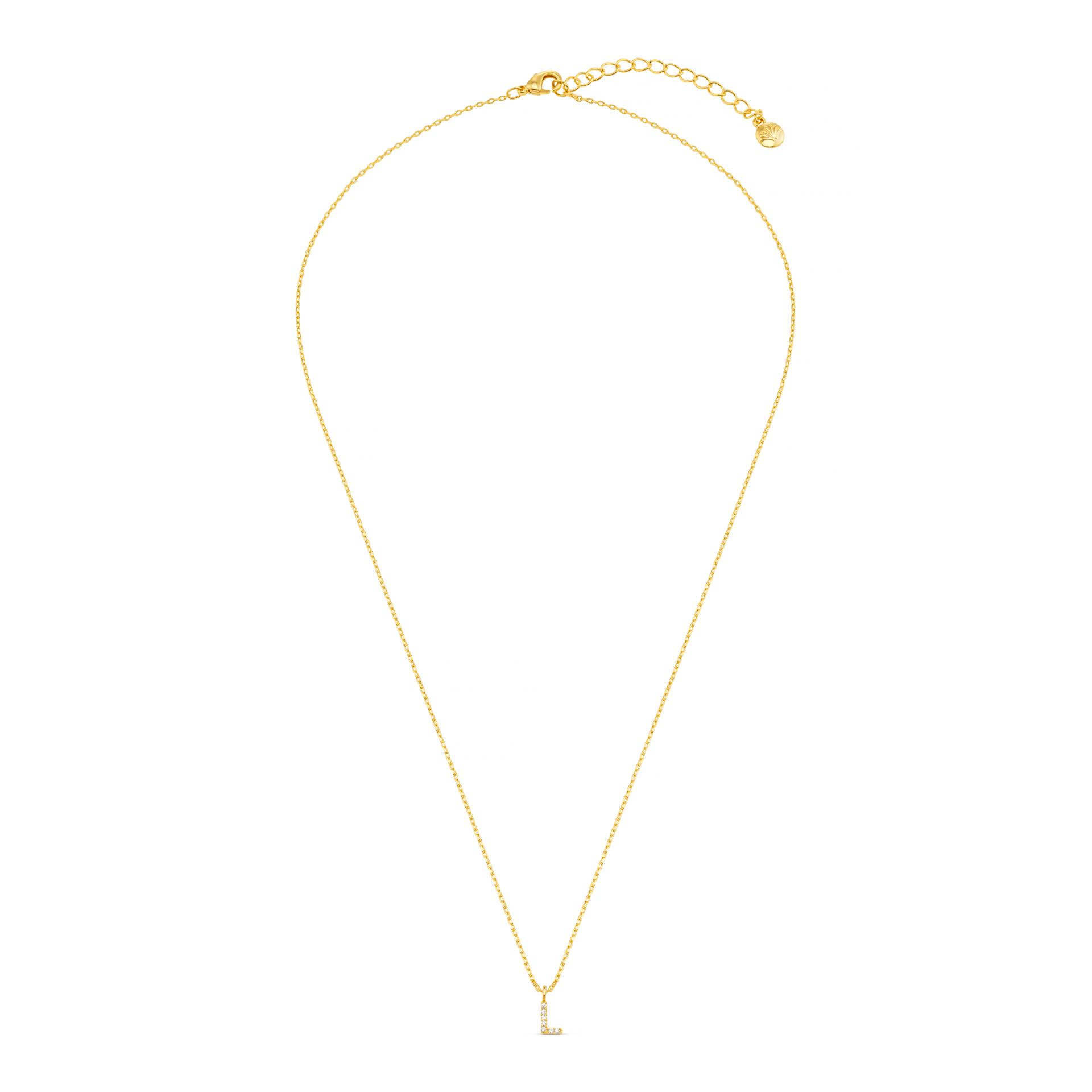 L Pave Initial Charm Necklace