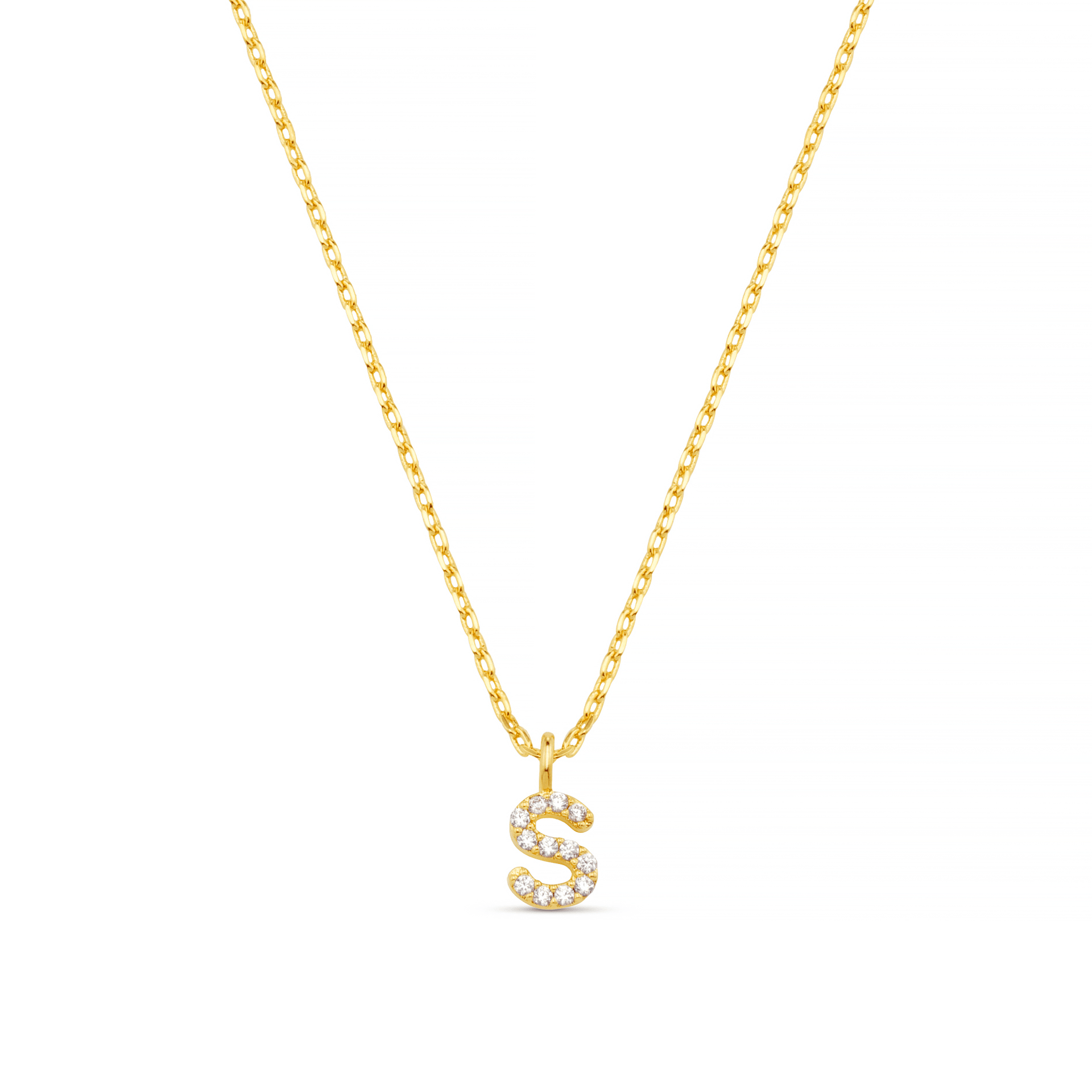 S Pave Initial Charm Necklace