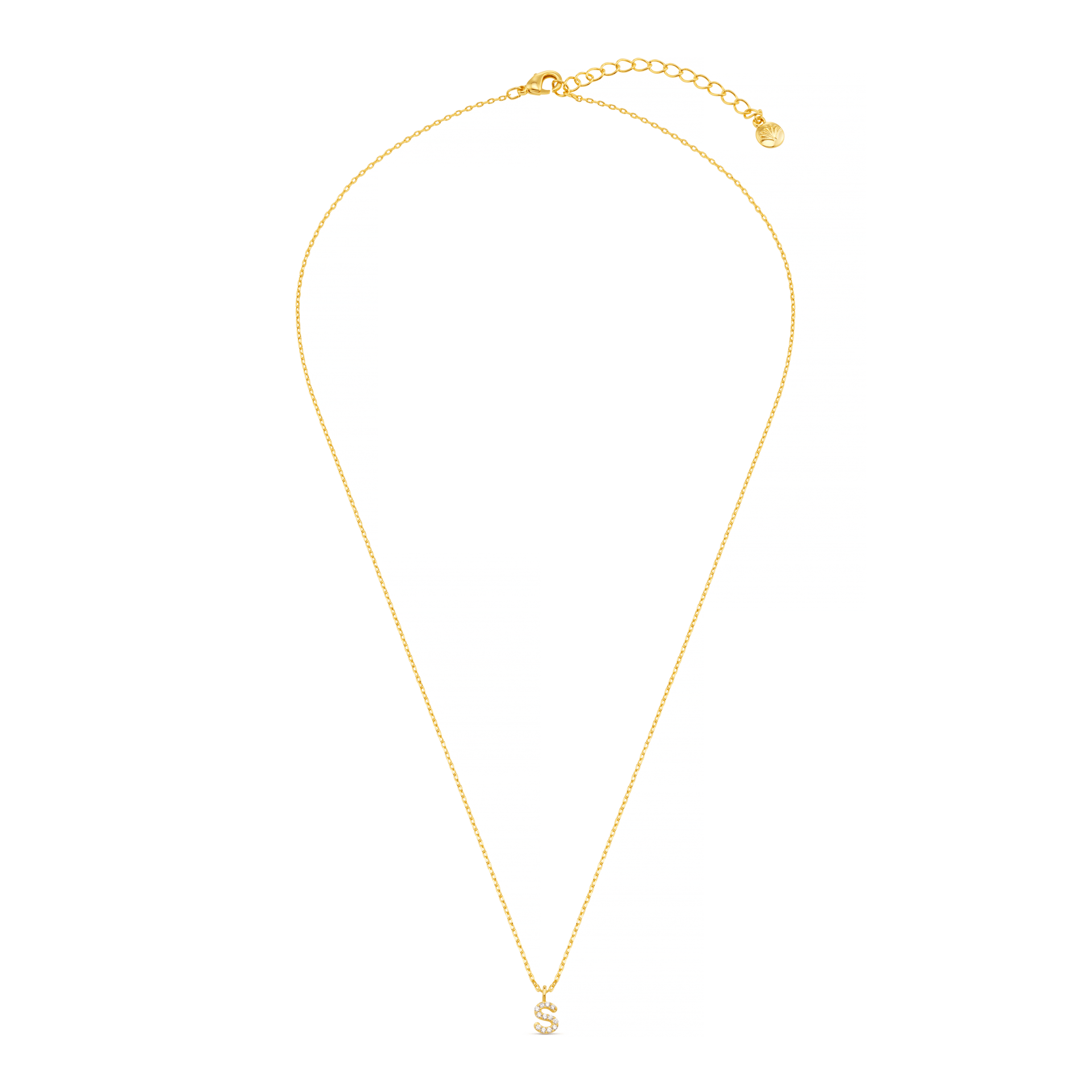 S Pave Initial Charm Necklace