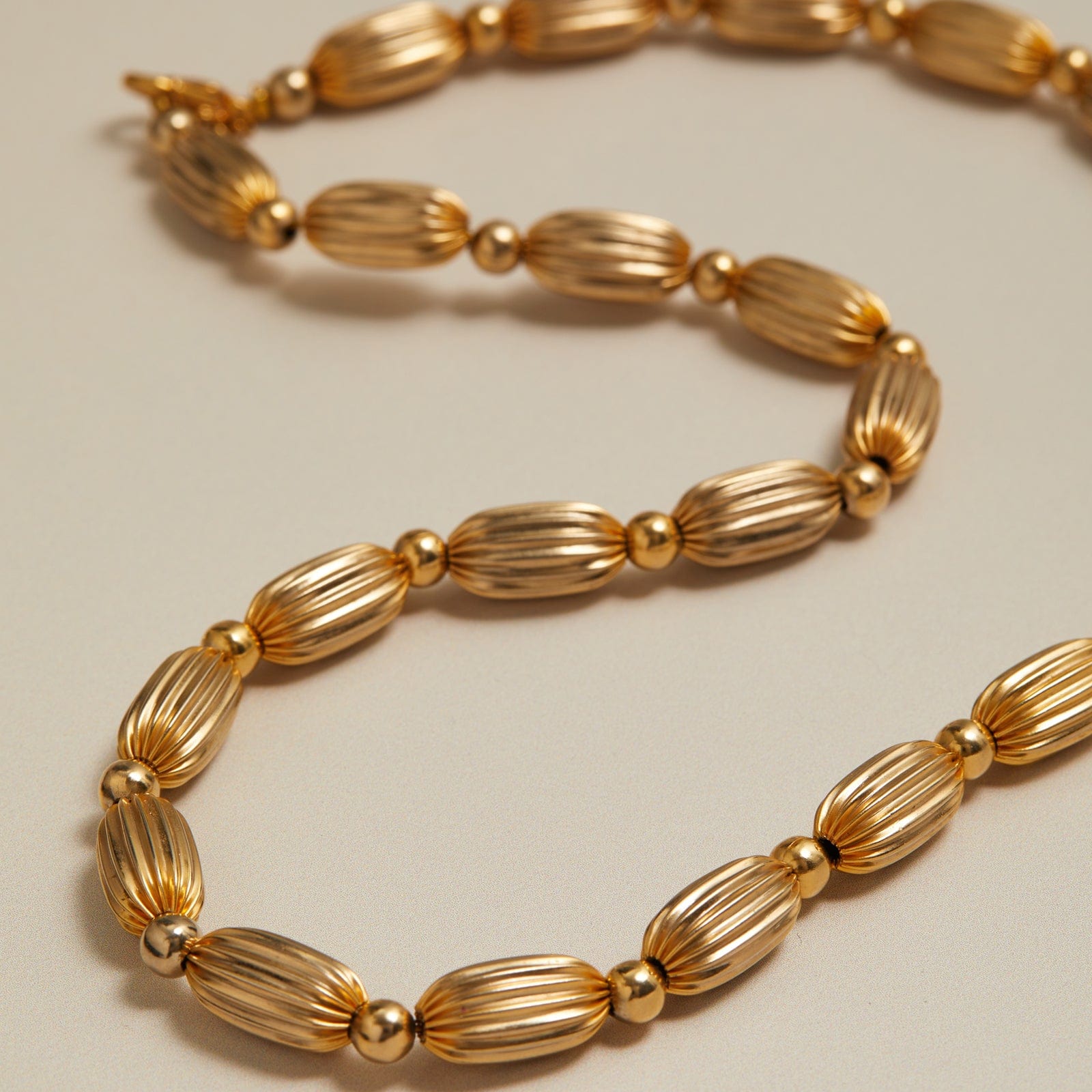 Vintage Textured Bead Link Necklace