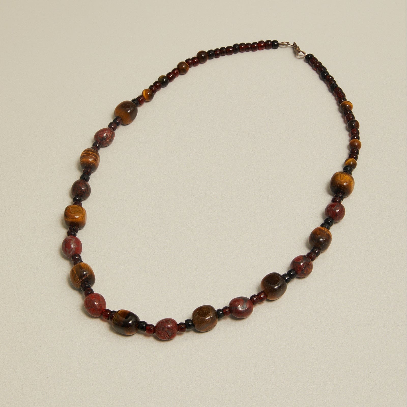 Vintage Tigers Eye & Garnet Bead Necklace