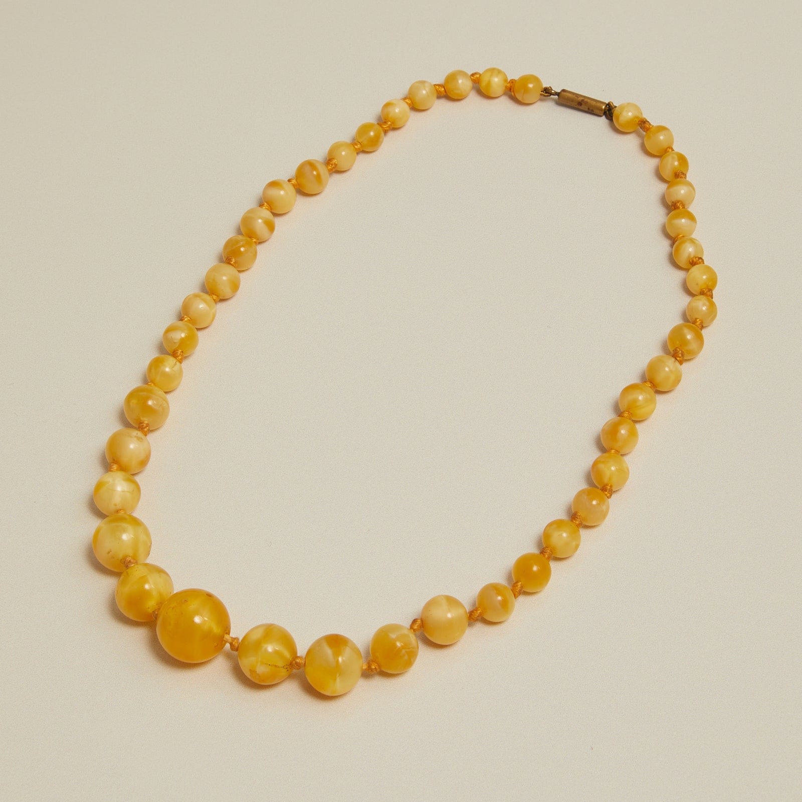 Vintage Yellow Jade Bead Necklace