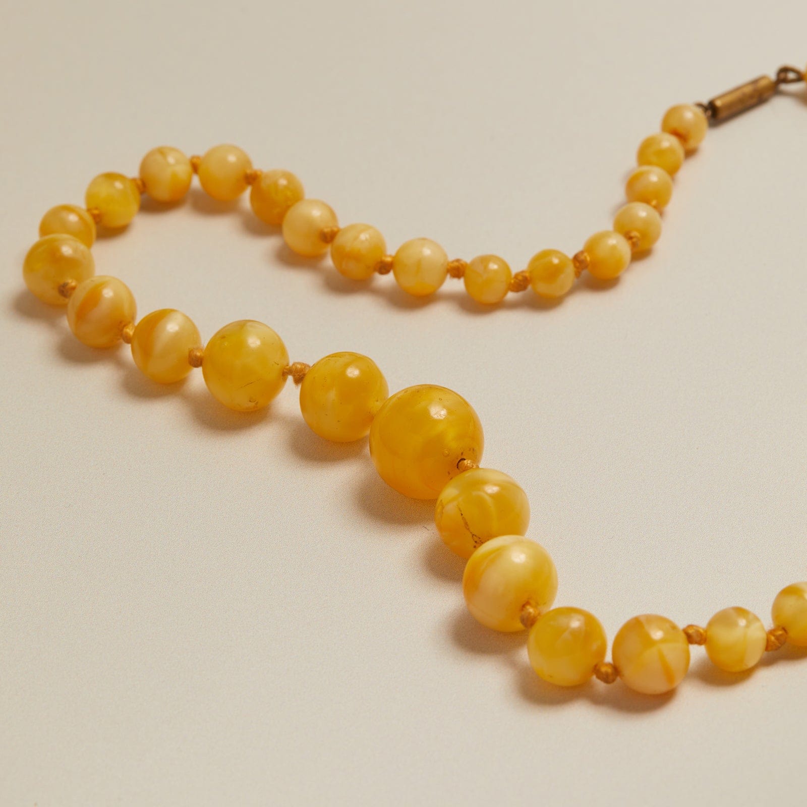 Vintage Yellow Jade Bead Necklace