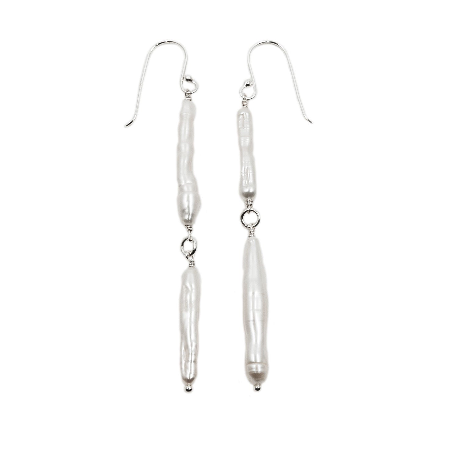 Needle Pearl Drop Earrings